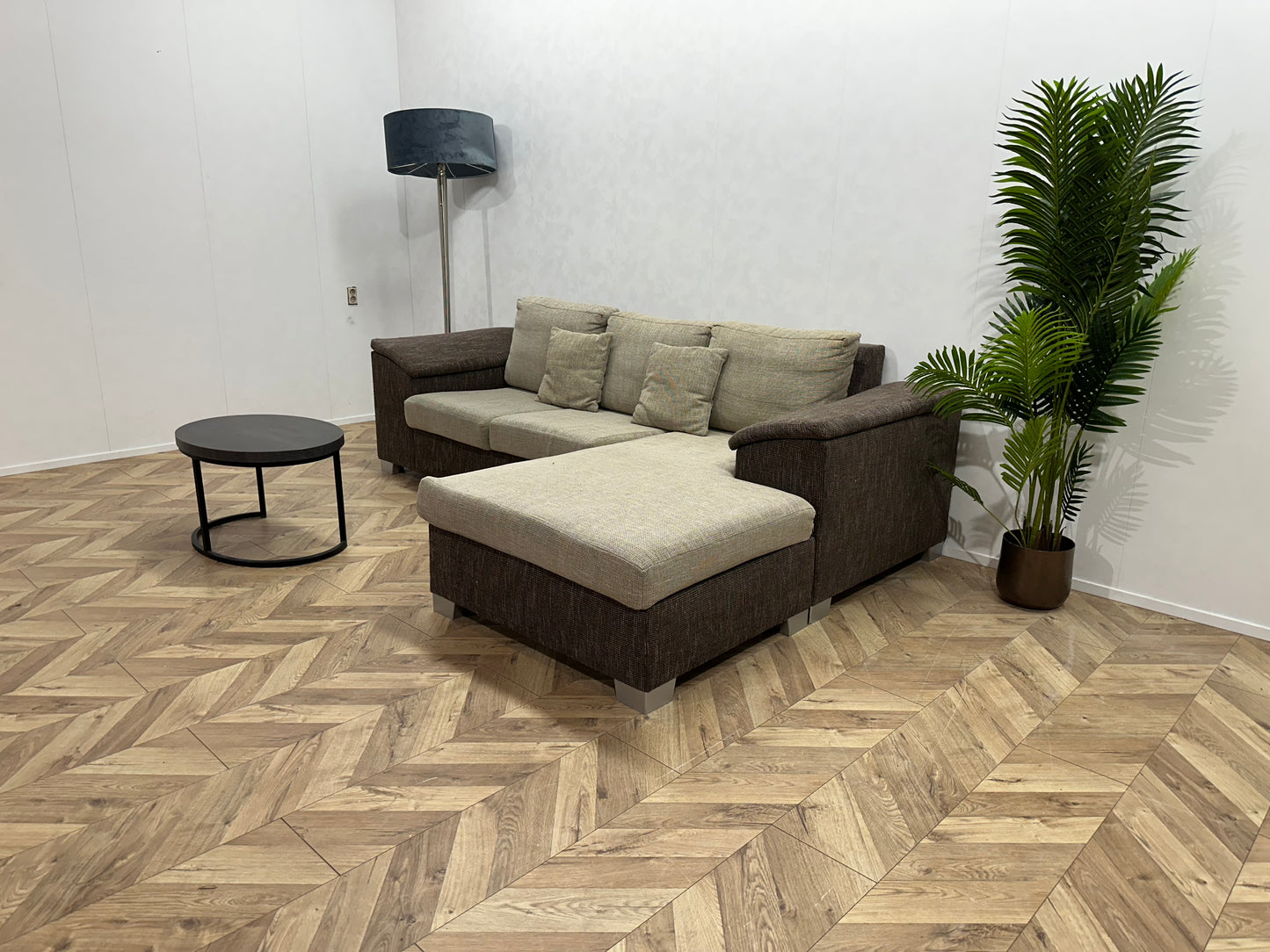Bruin/Beige Hoekbank ~ Losse Kussens