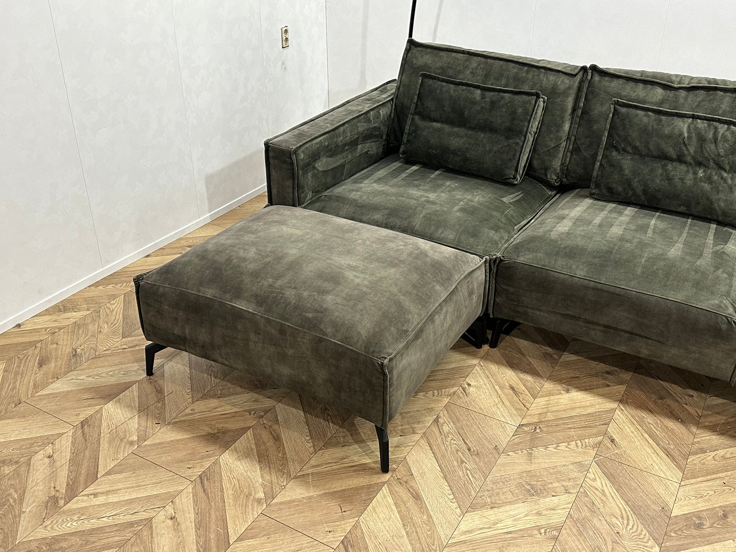 Room108 Groene Velvet U Bank ~ Losse Kussens Met Afneembare Hoezen