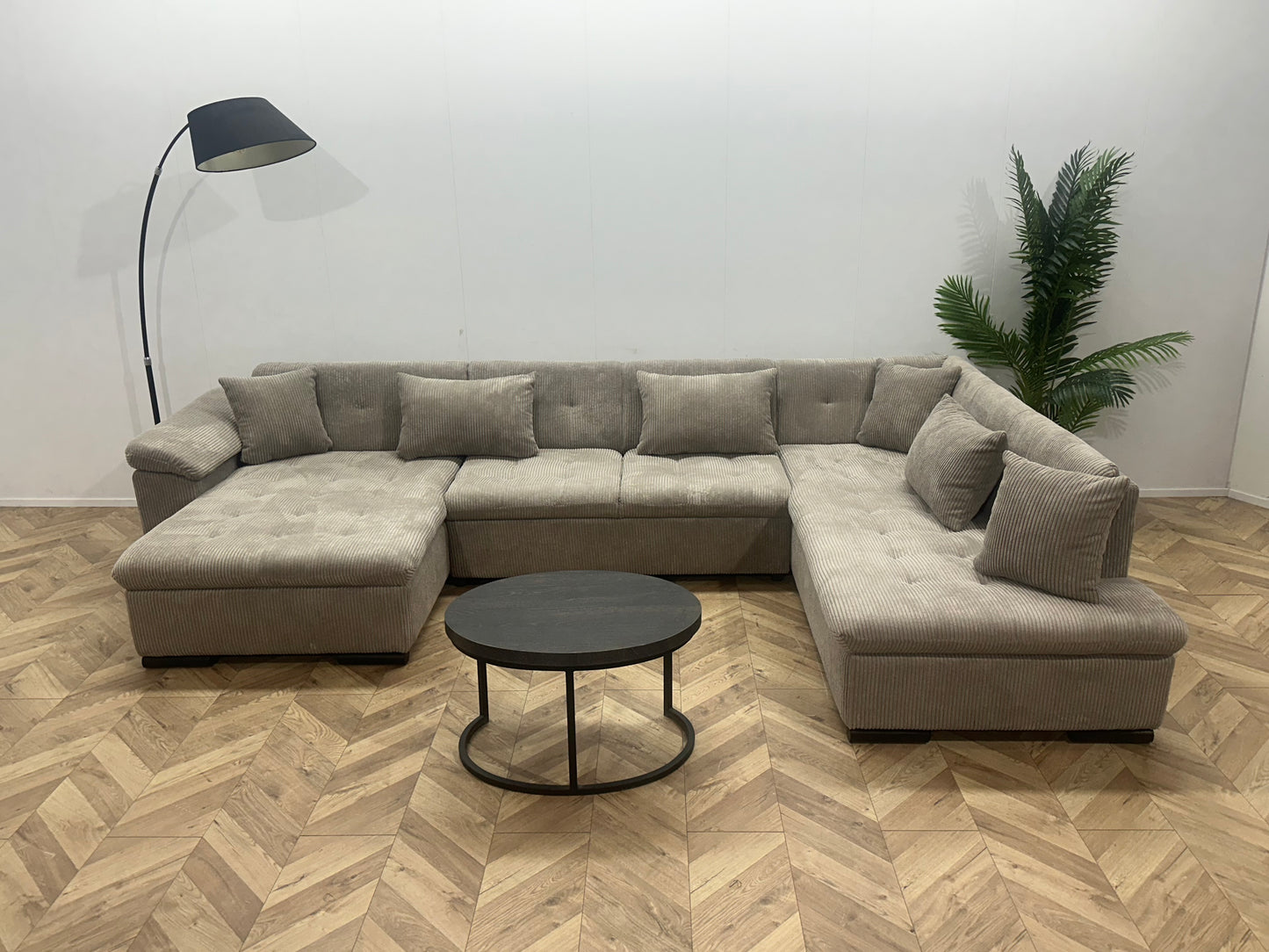 !Showroommodel! Beige Ribstof U Bank