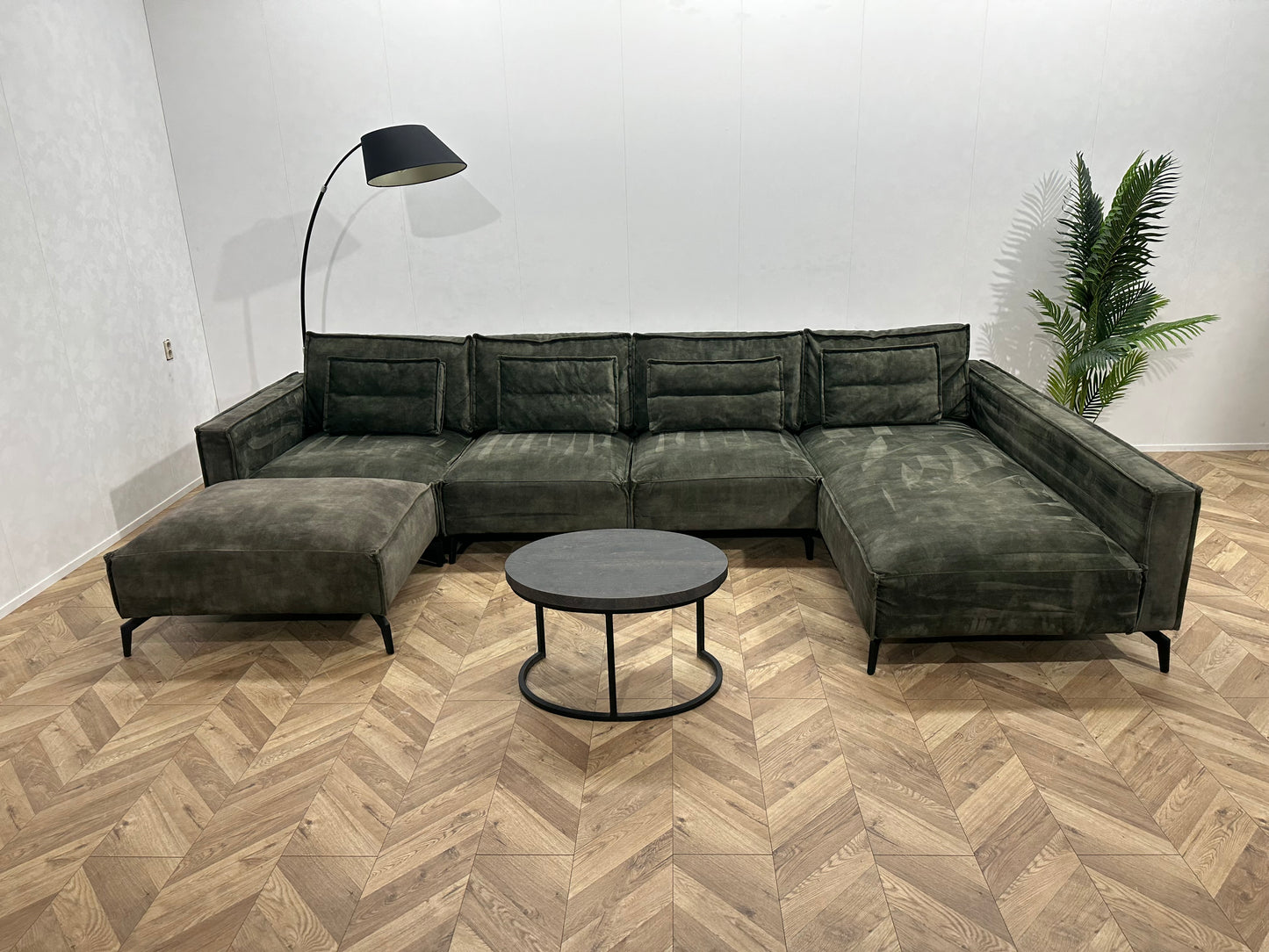 Room108 Groene Velvet U Bank ~ Losse Kussens Met Afneembare Hoezen