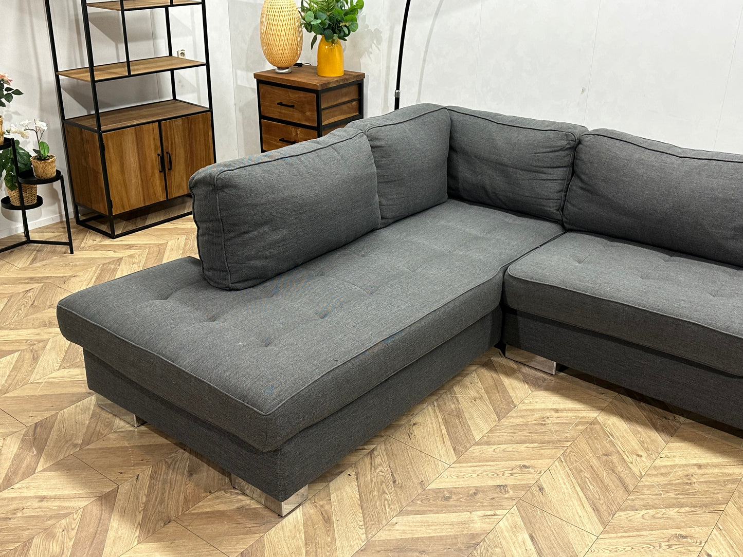 Goossens Grijze Hoekbank ~ Losse Kussens Met Afneembare Hoezen