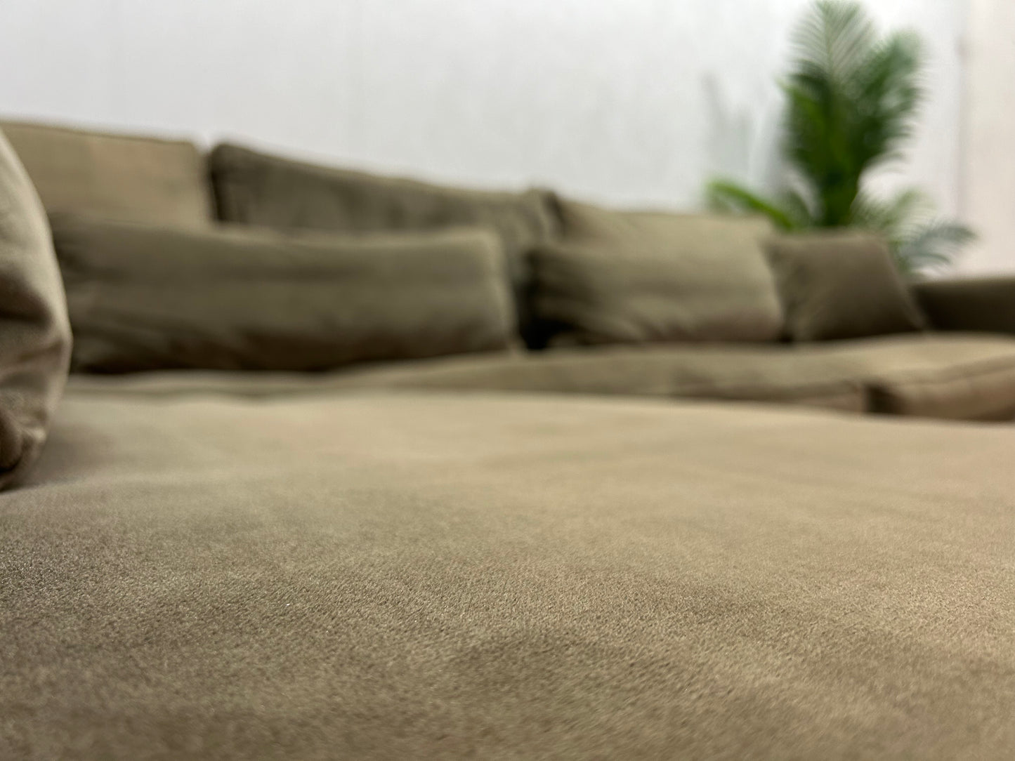 Licht Bruine Velvet Hoekbank ~ Losse Kussens Met Afneembare Hoezen