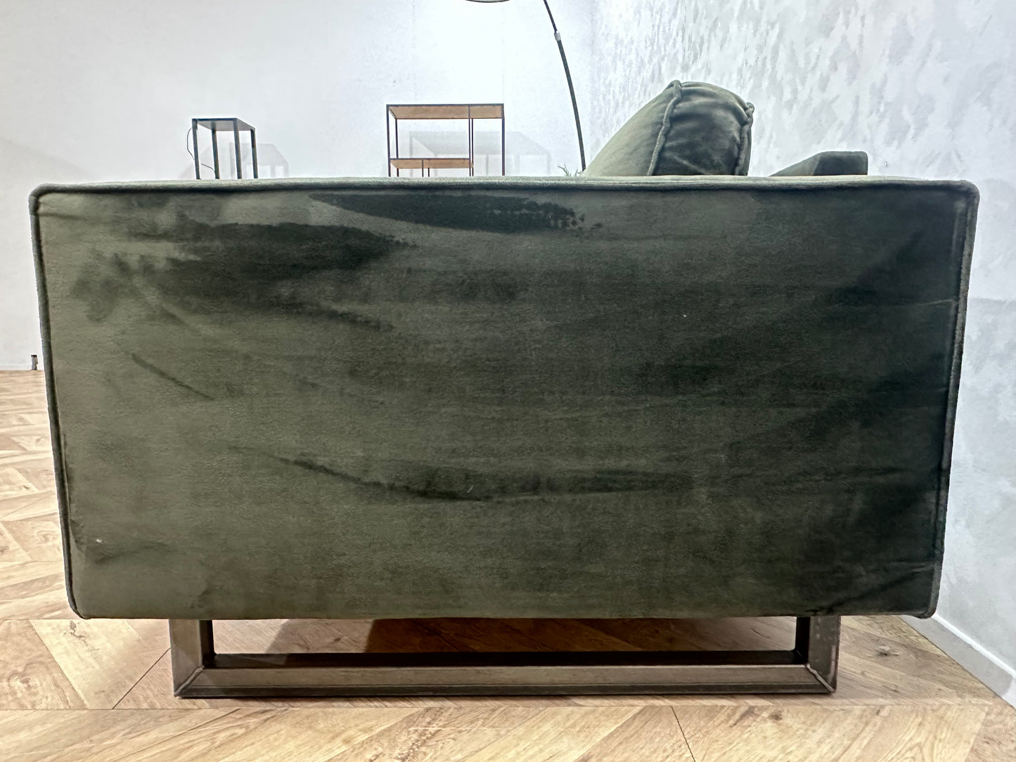 Donker Groene Velvet 2.5-Zits Bank ~ Losse Kussens Met Afneembare Hoezen