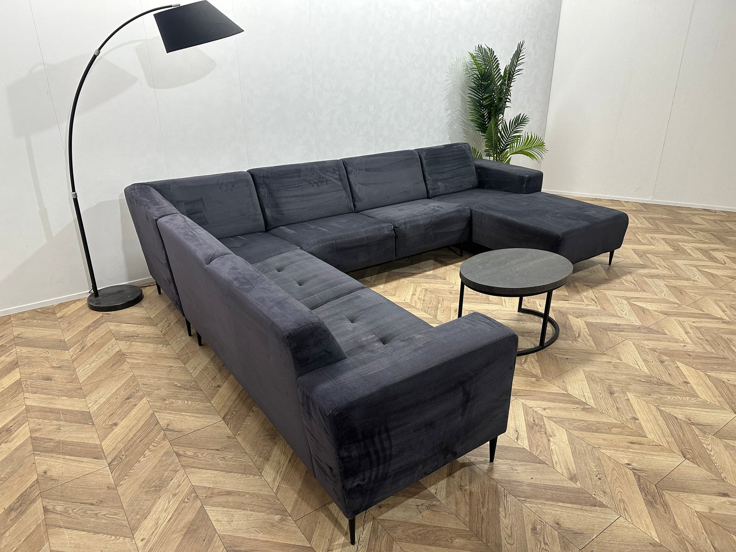 Antraciet Velvet U Bank ~ Vaste Kussens