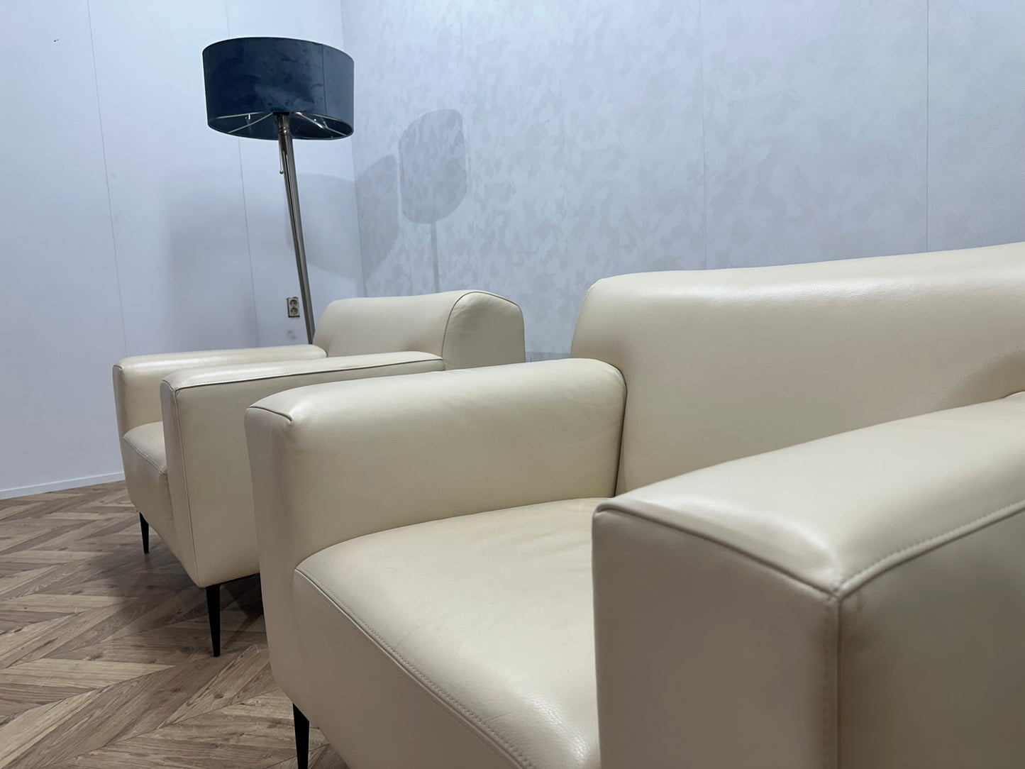 EnzoLuca Crème Echt Lederen Fauteuil ~ Vaste Kussens