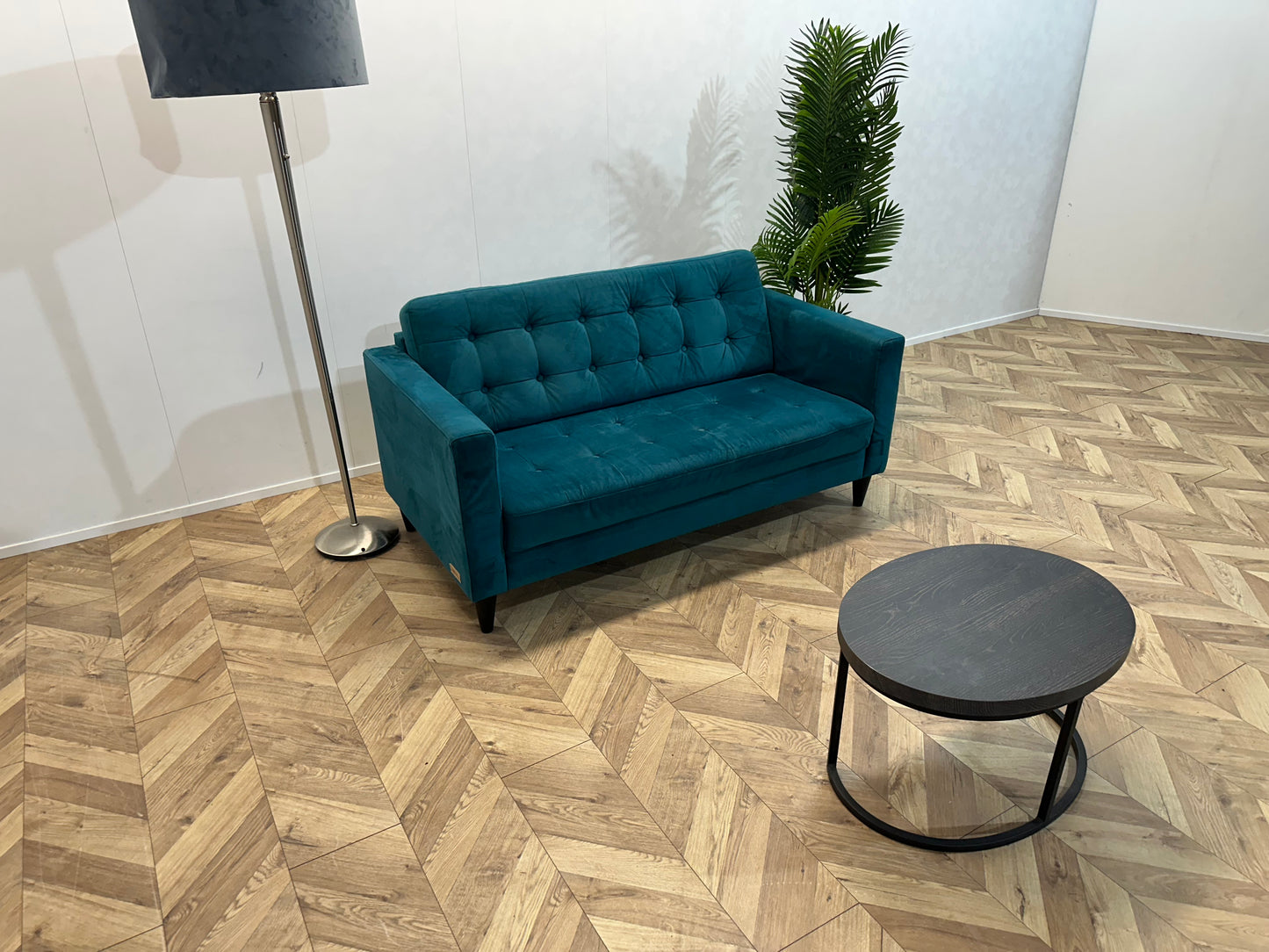 Umix Blauwe Velvet 2.5-Zits Bank ~ Losse Rugkussen met Afneembare Hoes