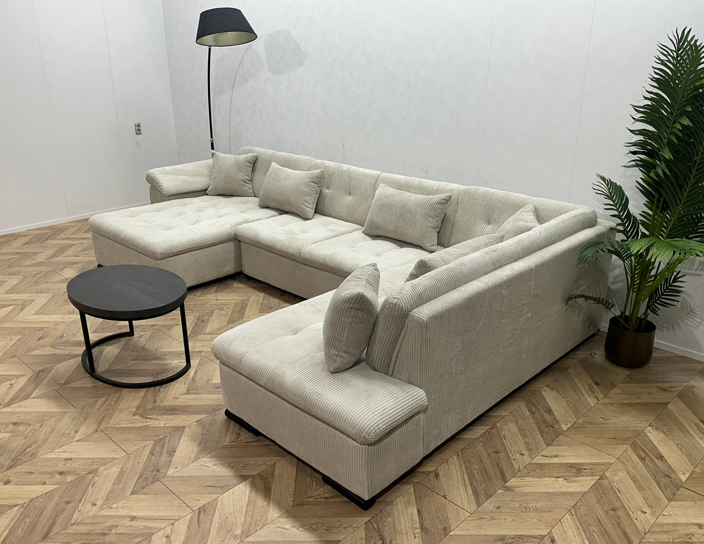 !Showroommodel! Witte/Crème Ribstof U Bank