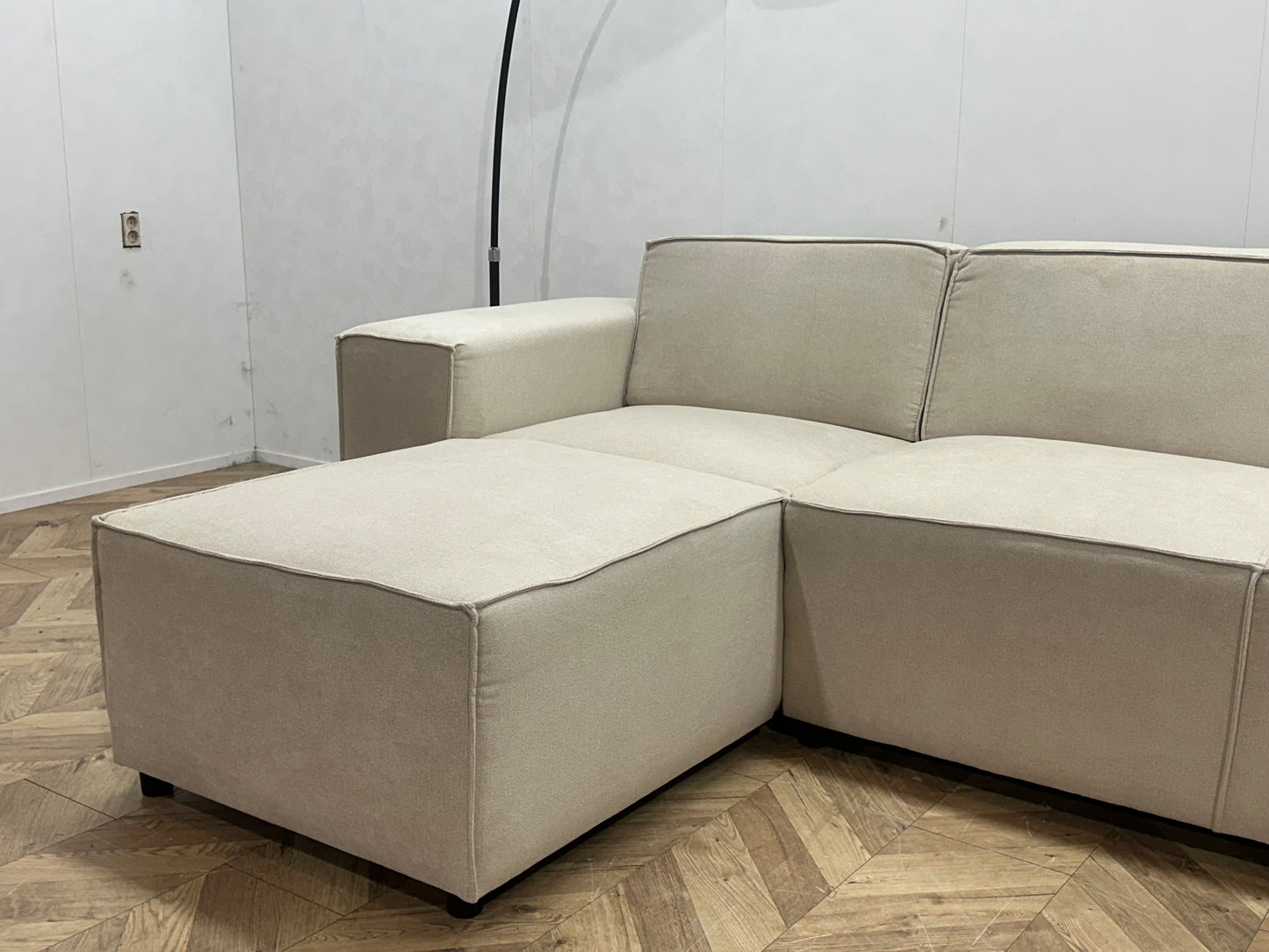!Showroommodel! Crème Suède Stoffen U Bank