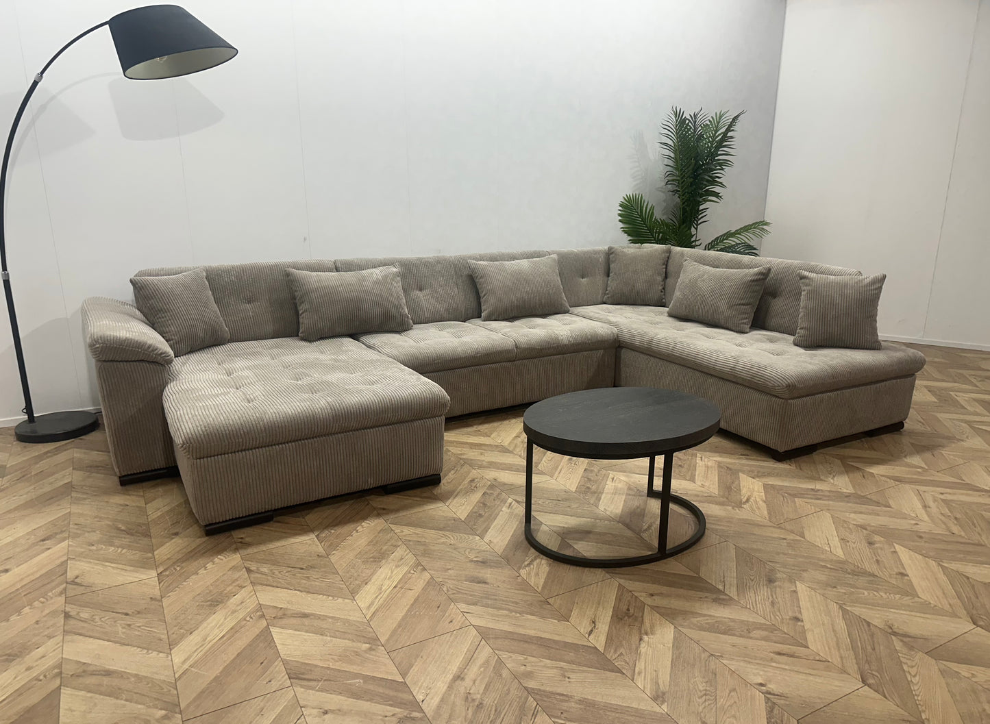 !Showroommodel! Beige Ribstof U Bank