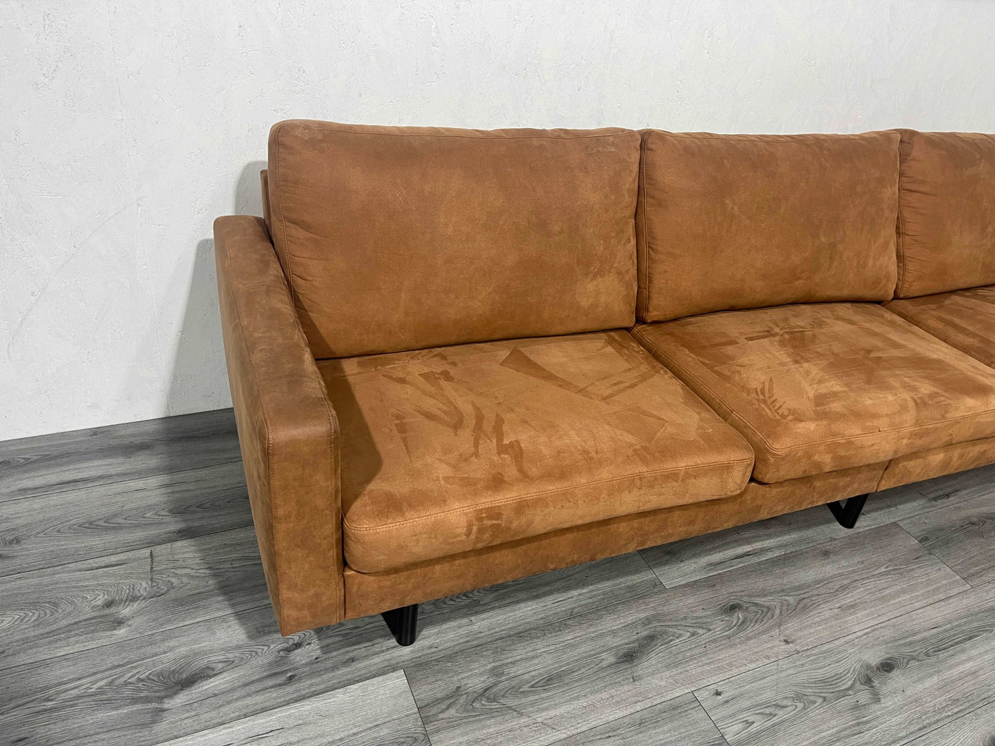 Cognac Bruine Suède Stof 3 zitter ~ Nieuwstaat