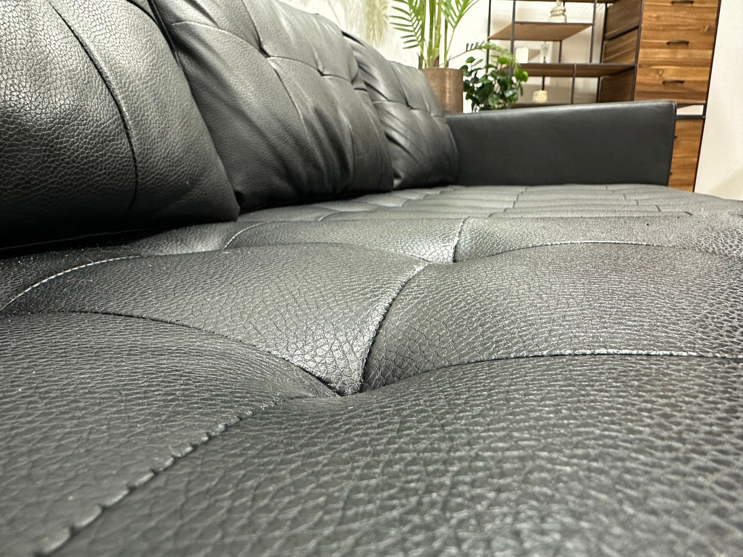 Zwart Echt Lederen Hoekbank ~ Losse Kussens Met Afneembare Hoezen