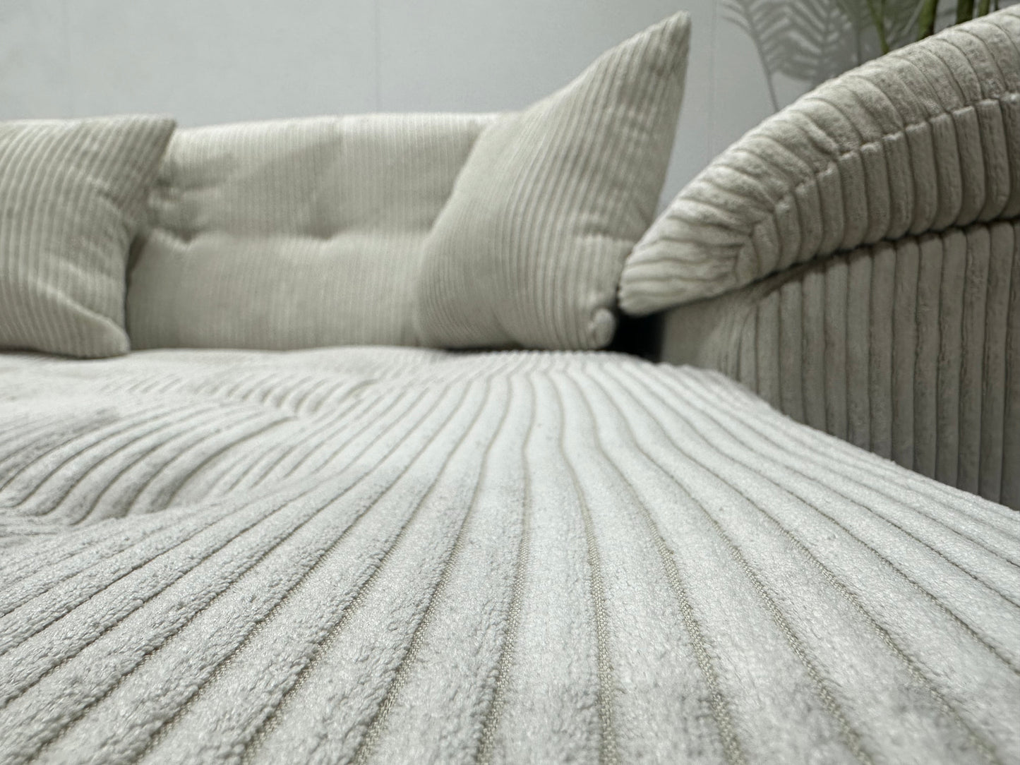 !Showroommodel! Witte Ribstof Hoekbank