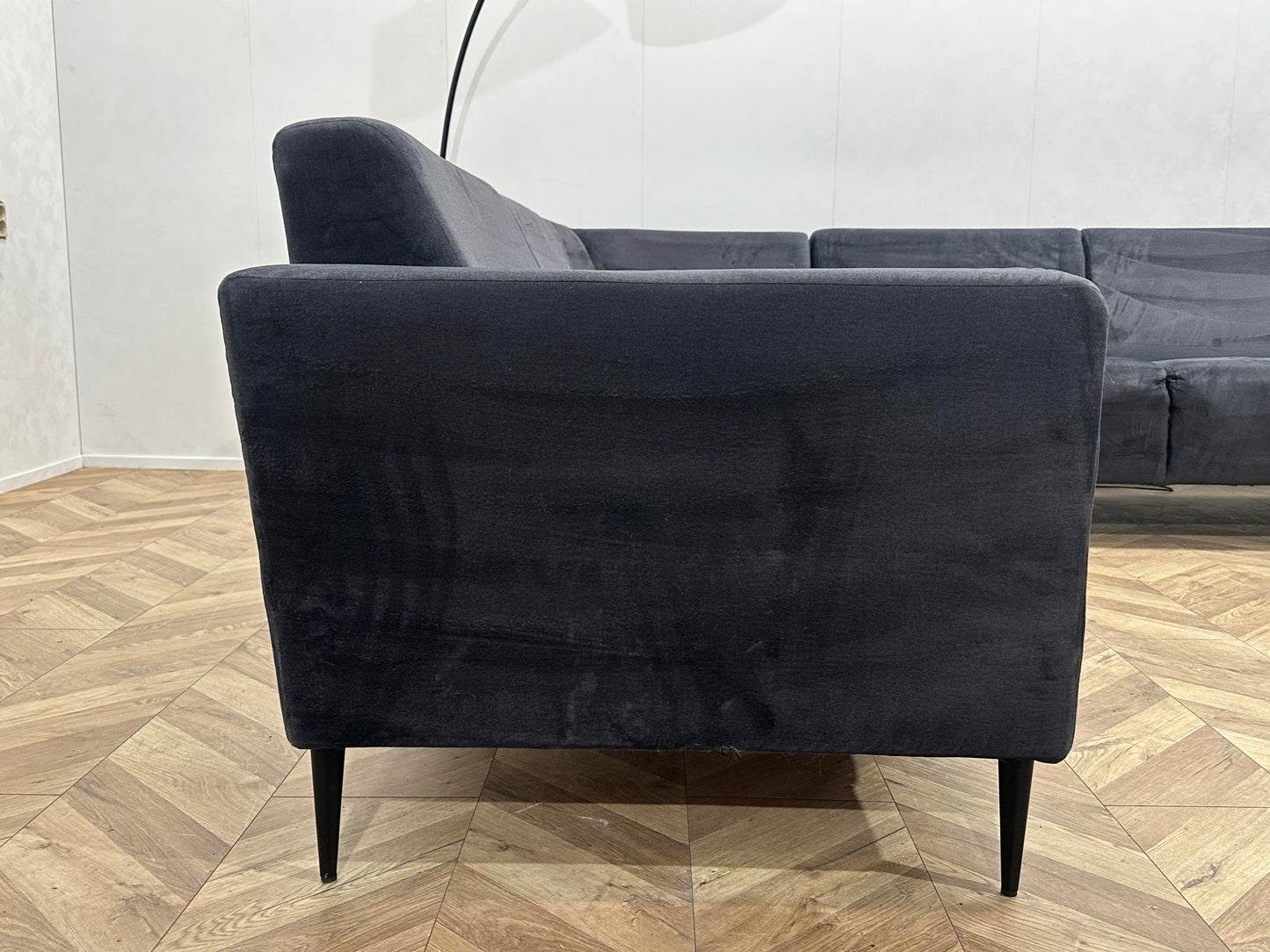 Antraciet Velvet U Bank ~ Vaste Kussens