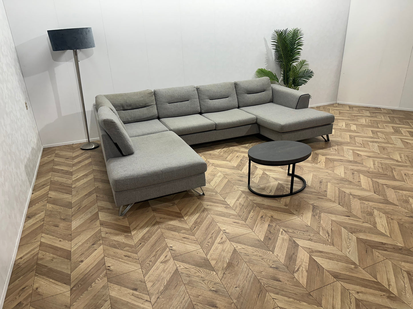 H&H Licht Grijze U Bank ~ Losse Kussens Met Afneembare Hoezen