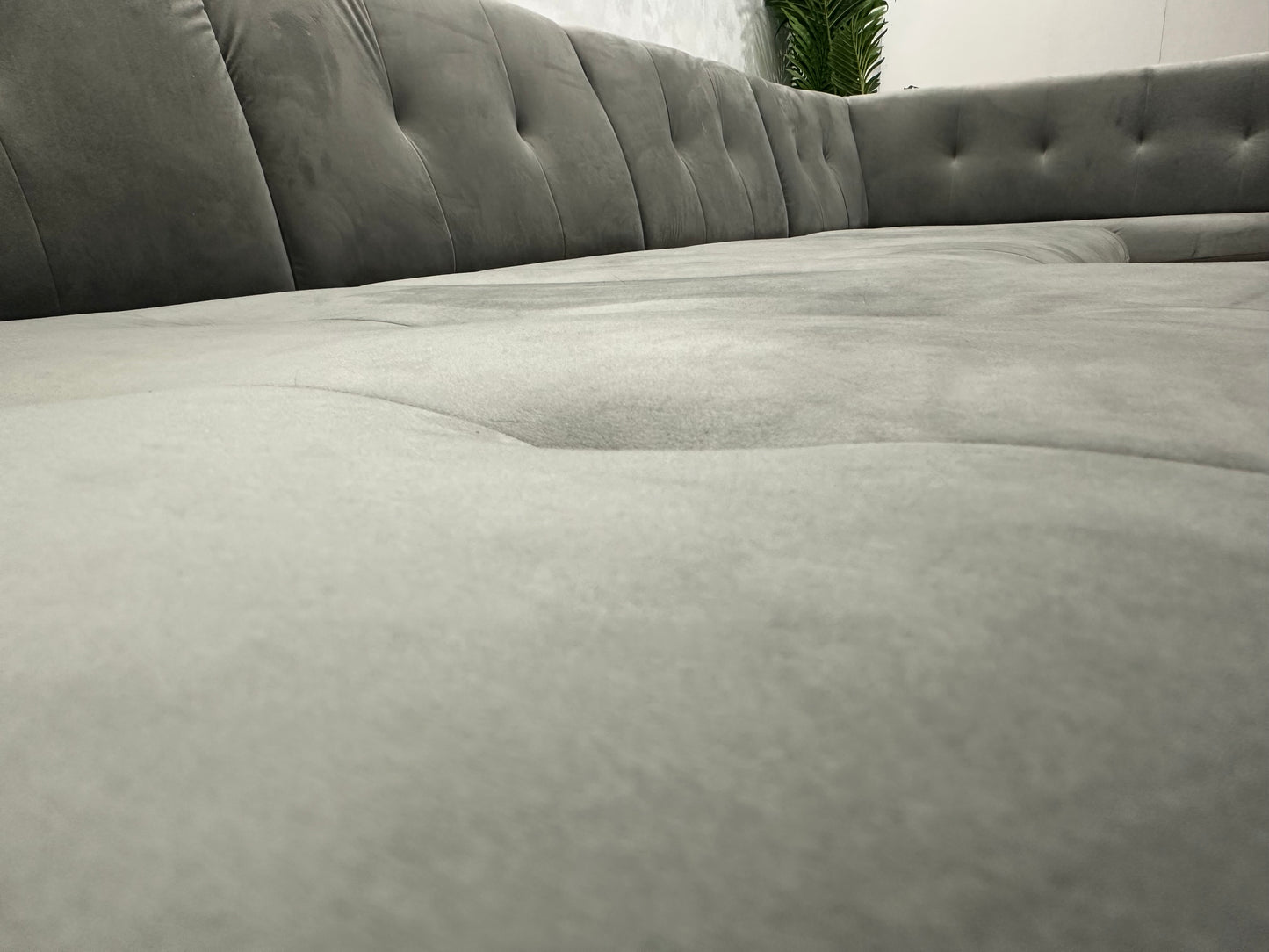 !Showroommodel! Grijze/Witte Velvet/Lederen U Bank