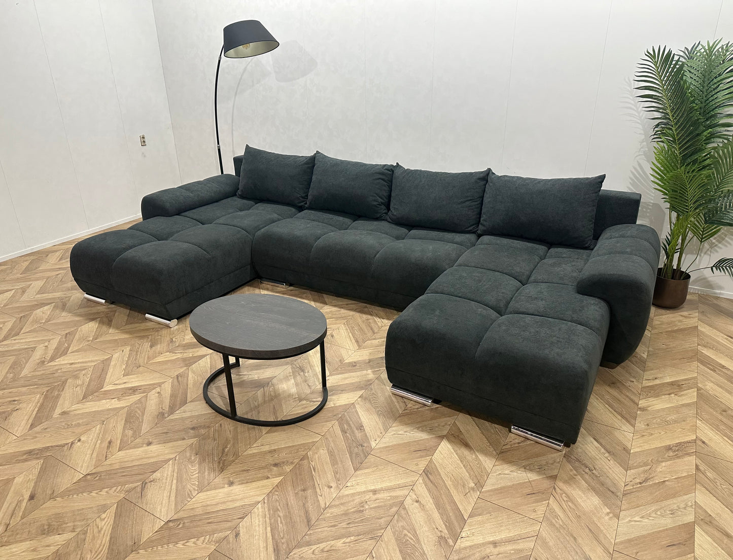 !Showroommodel! Antraciet Suède Stoffen U Bank