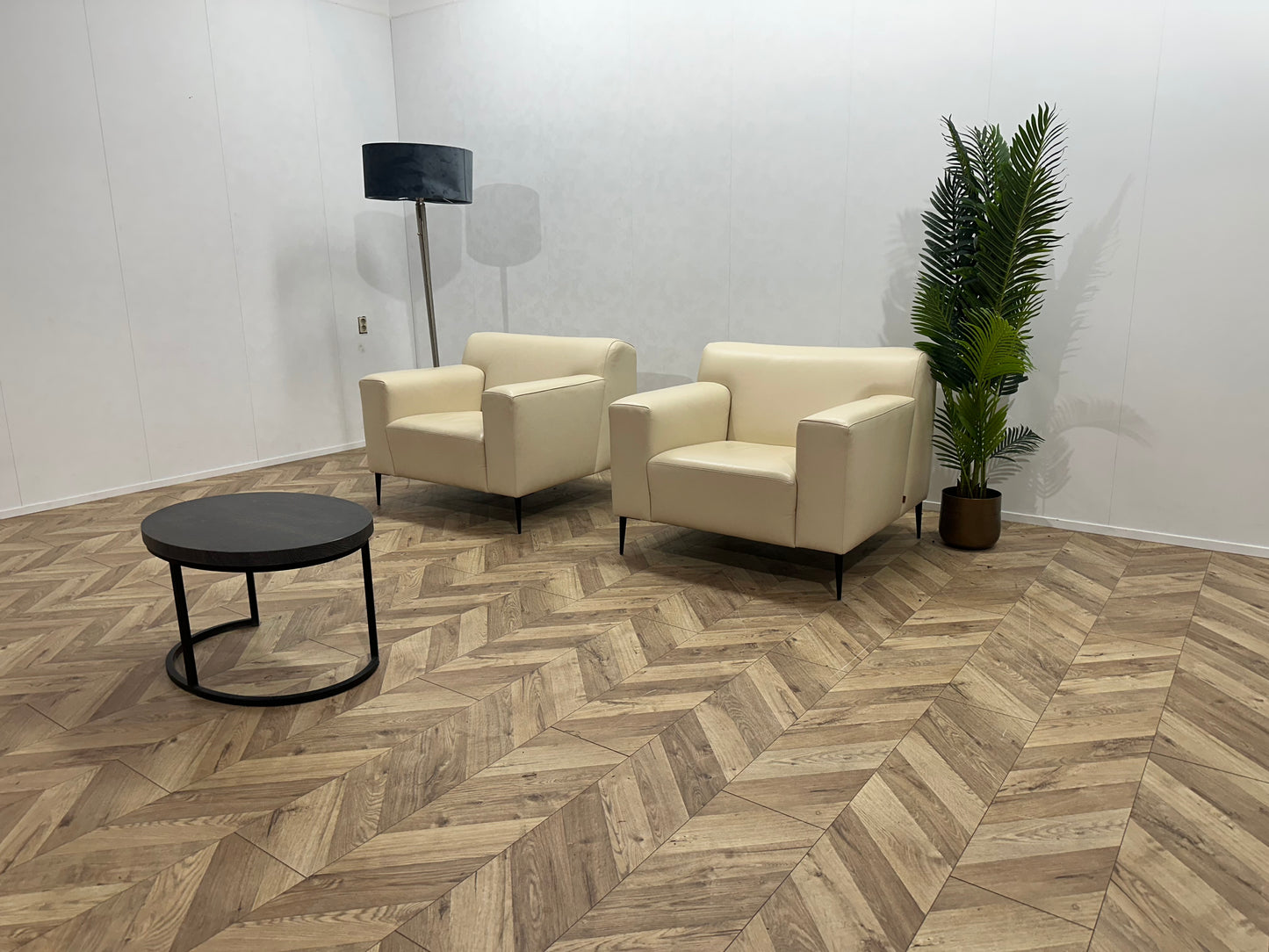 EnzoLuca Crème Echt Lederen Fauteuil ~ Vaste Kussens