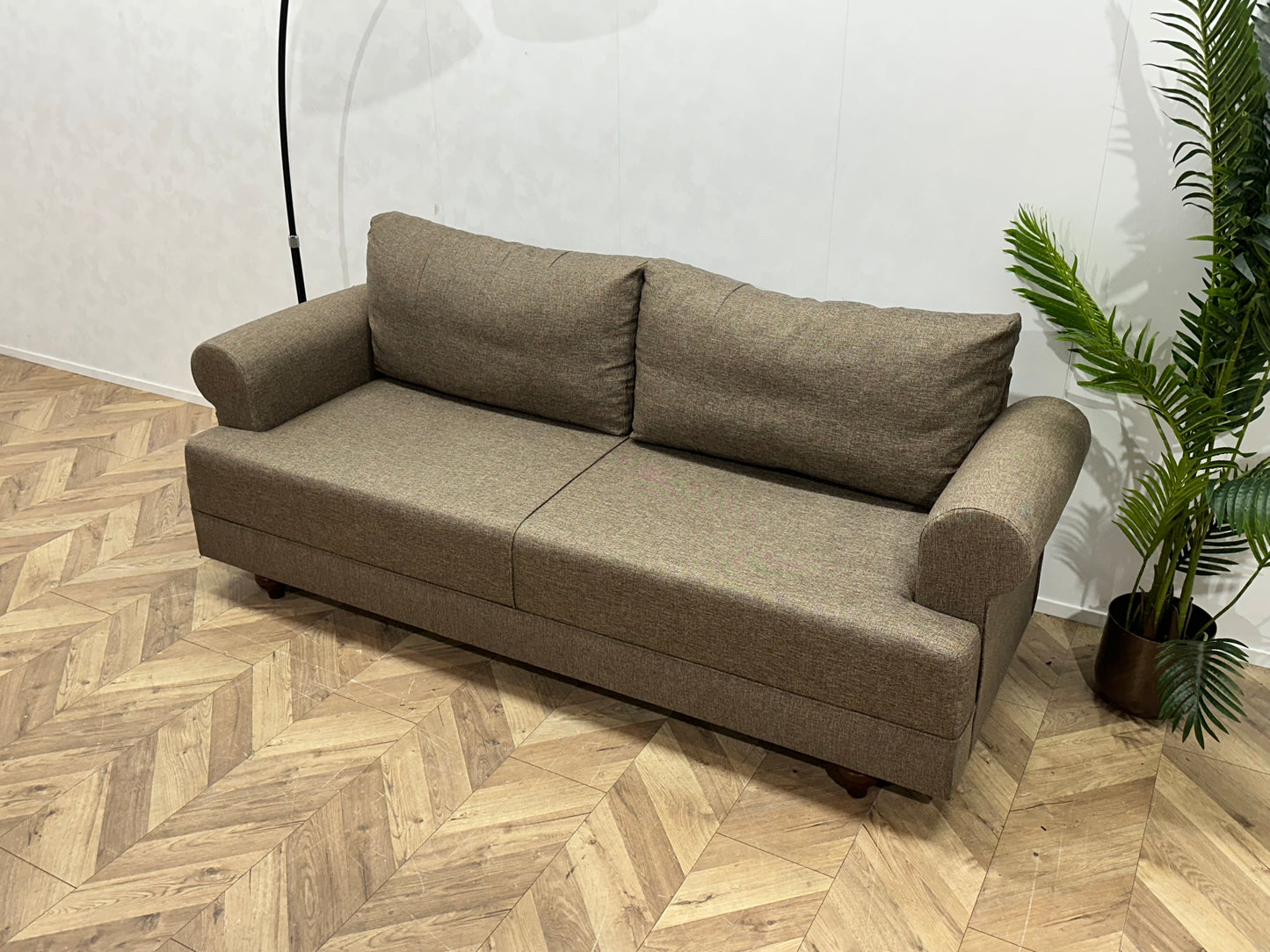 Evdebiz Beige 2.5-Zits Bank Inc Hocker ~ Losse Rugkussens Met Afneembare Hoezen