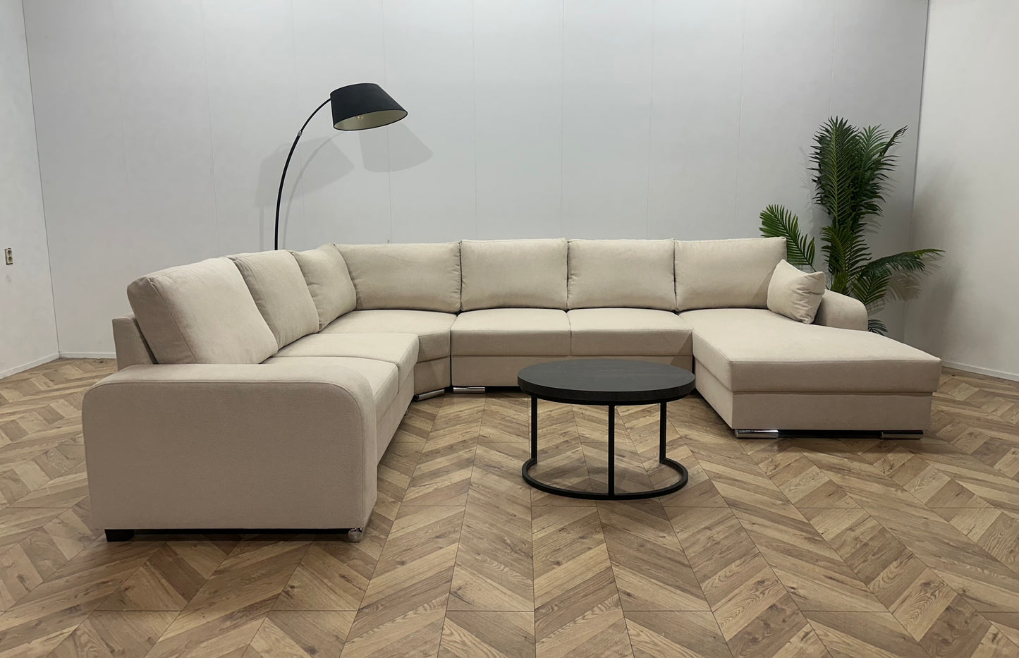 !Showroommodel! Crème Suède Stoffen U Bank