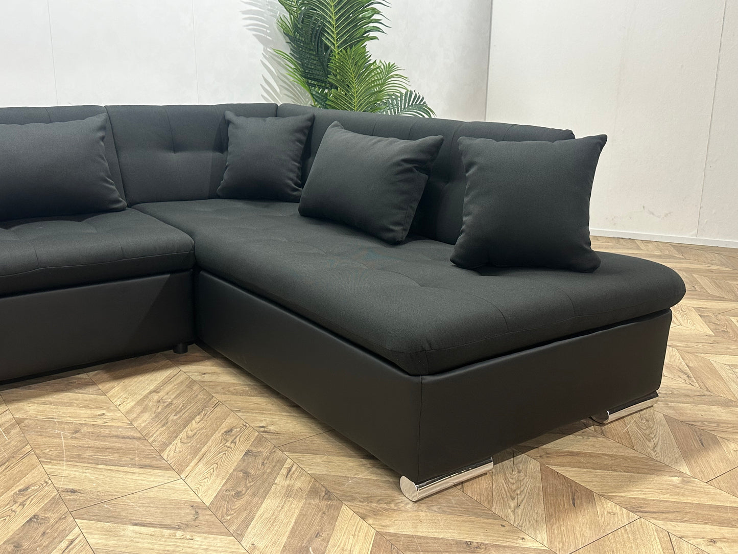 !Showroommodel! Antraciet/Zwarte Stoffen/Lederen U Bank