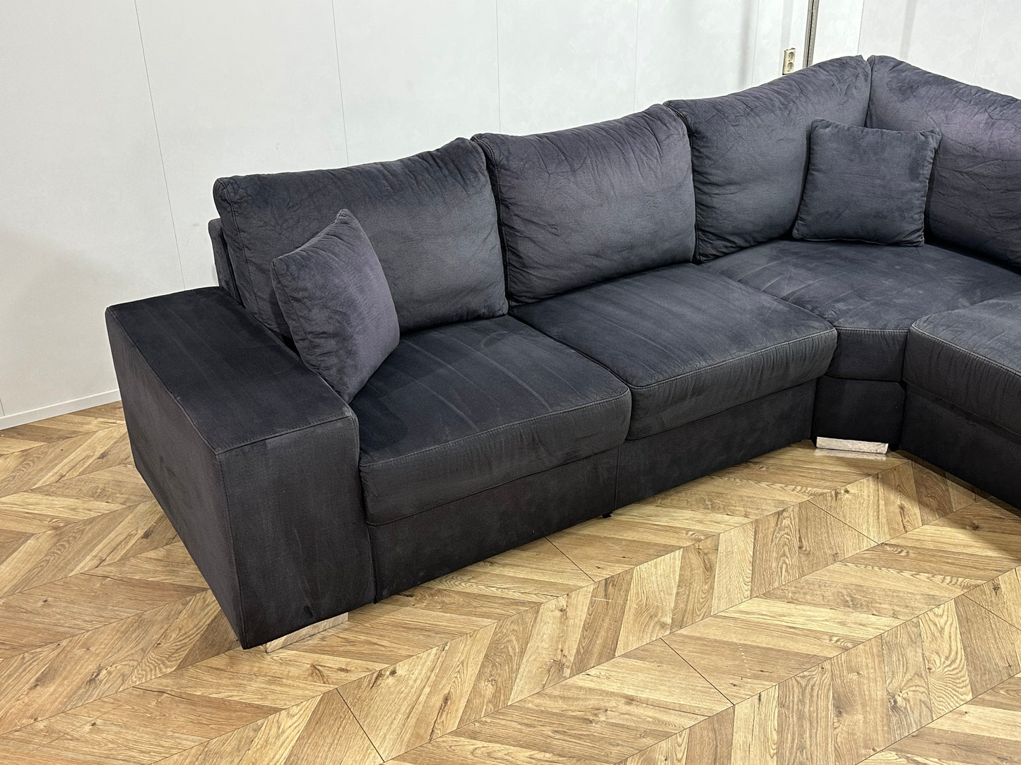 Blauwe Velvet U Bank ~ Losse Kussens Met Afneembare Hoezen