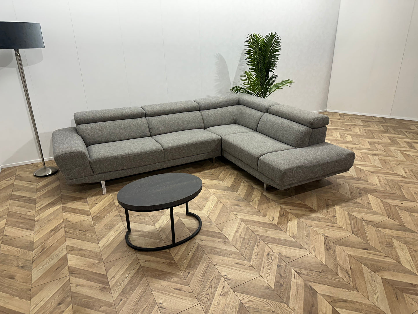 Licht Grijze Design Hoekbank ~ Verstelbare Hoofdsteunen