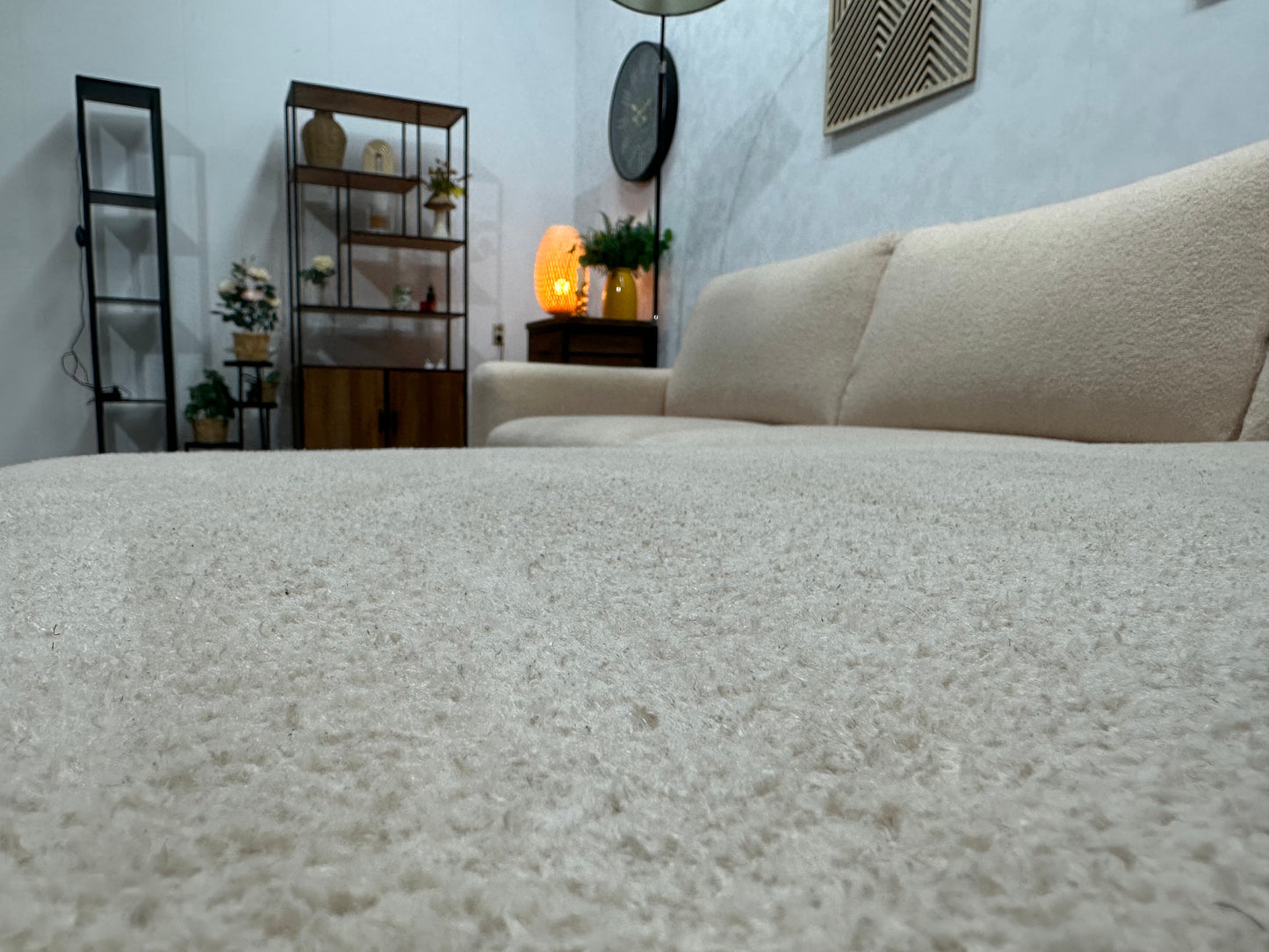 !Showroommodel! Crème Bouclé Hoekbank