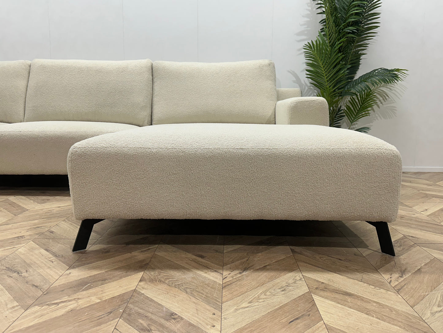 !Showroommodel! Crème Bouclé Stoffen Hoekbank