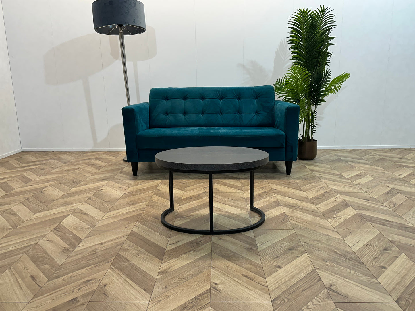Umix Blauwe Velvet 2.5-Zits Bank ~ Losse Rugkussen met Afneembare Hoes