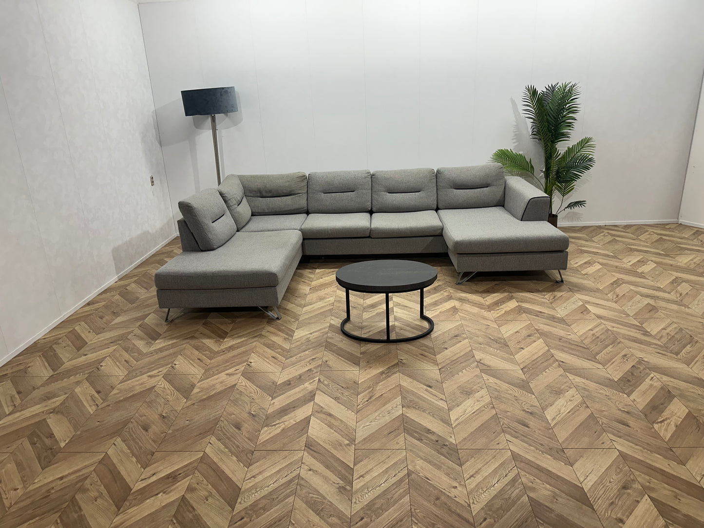 H&H Licht Grijze U Bank ~ Losse Kussens Met Afneembare Hoezen