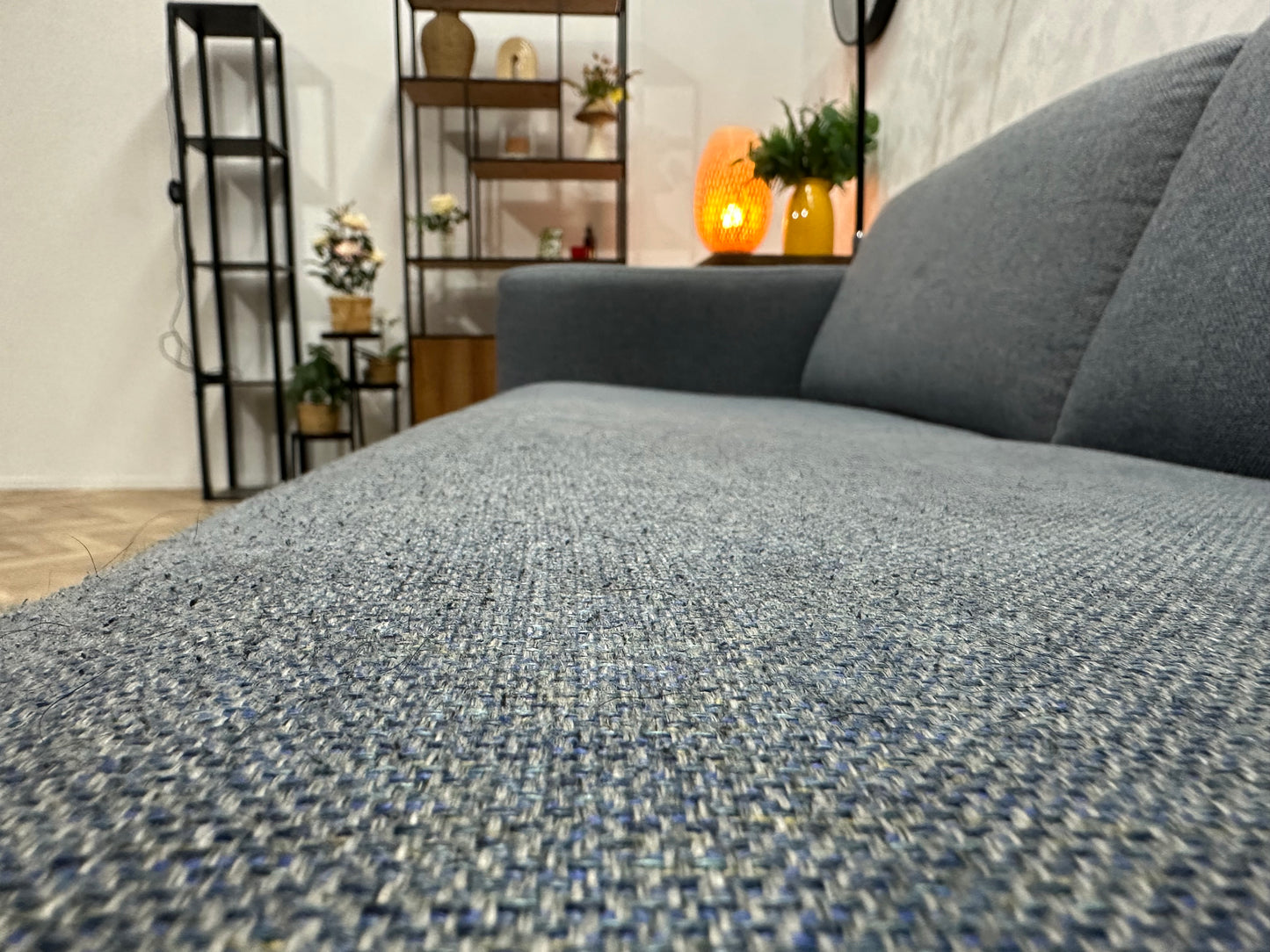 Blauwe/Grijze Hoekbank ~ Losse Kussens Met Afneembare Hoezen