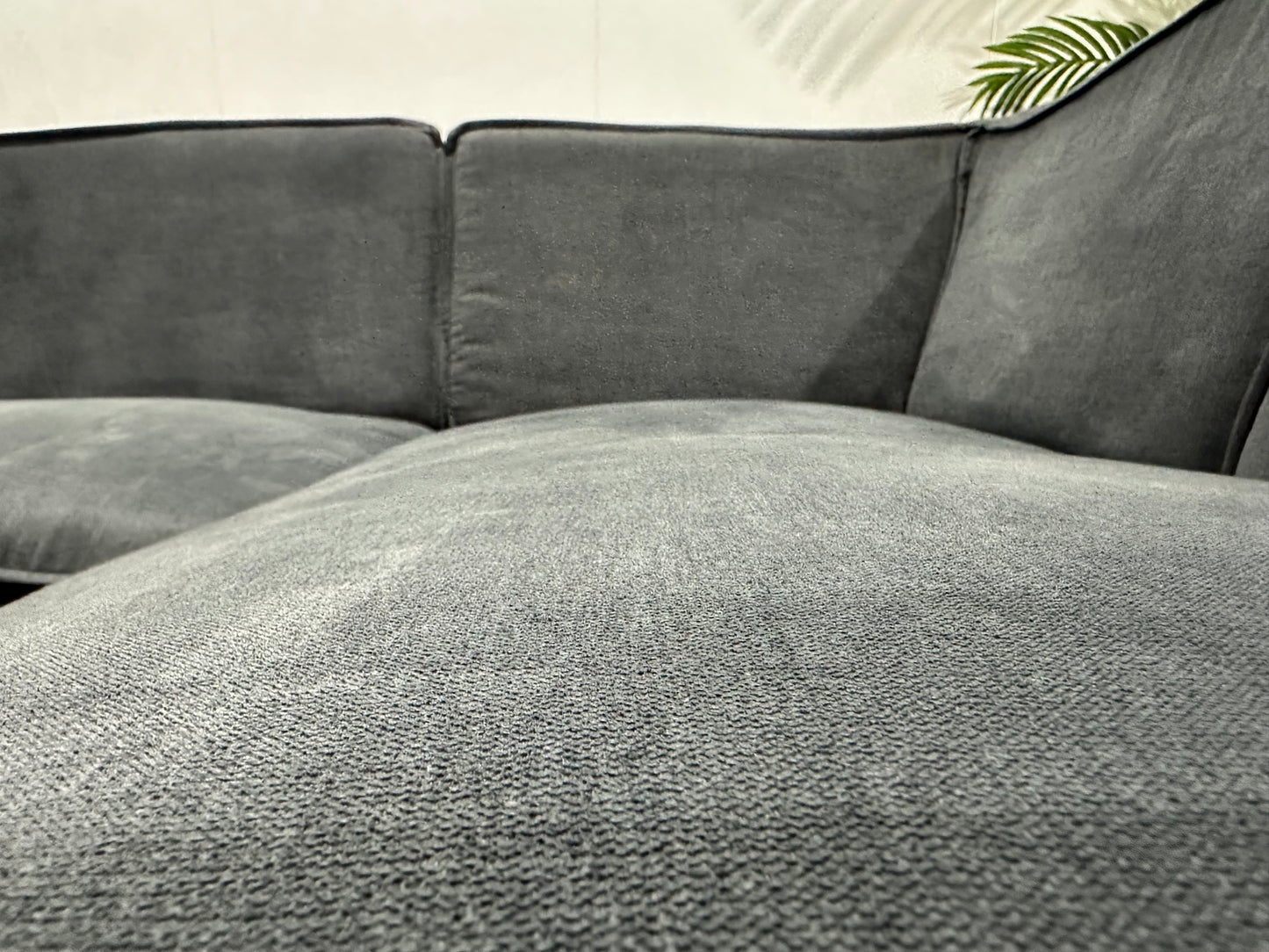 Antraciet Suède Stoffen Hoekbank ~ Vaste Kussens