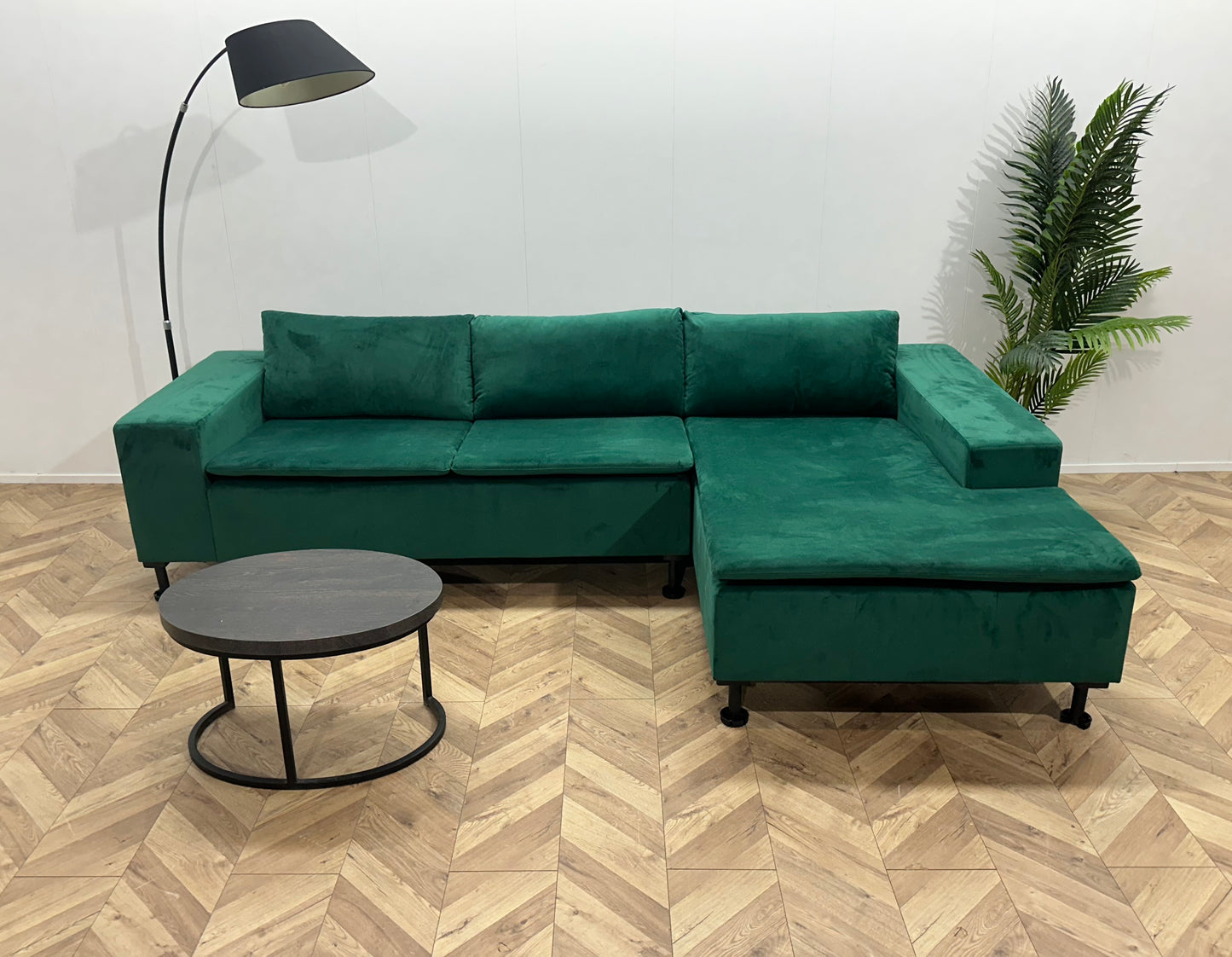Groene Velvet Hoekbank ~ Losse Kussens Met Afneembare Hoezen