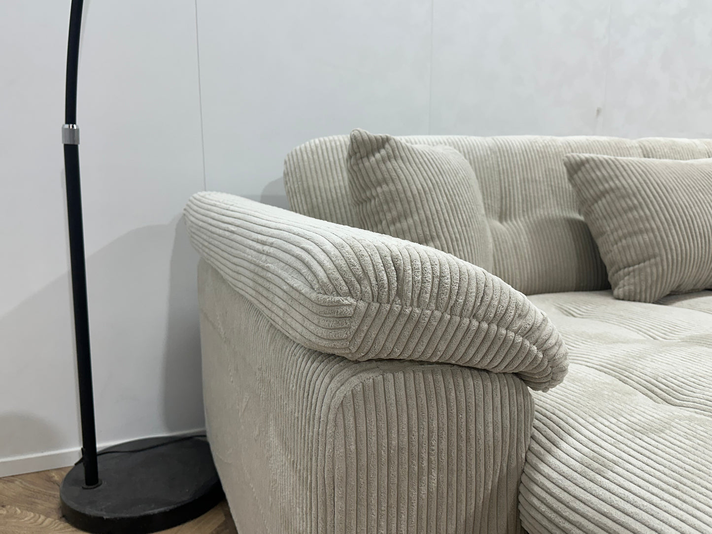 !Showroommodel! Witte/Crème Ribstof U Bank