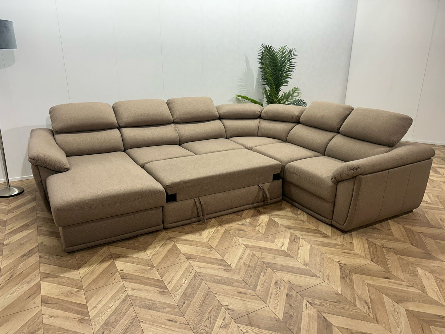 Beige U Bank ~ Slaapfunctie ~ Nieuwstaat