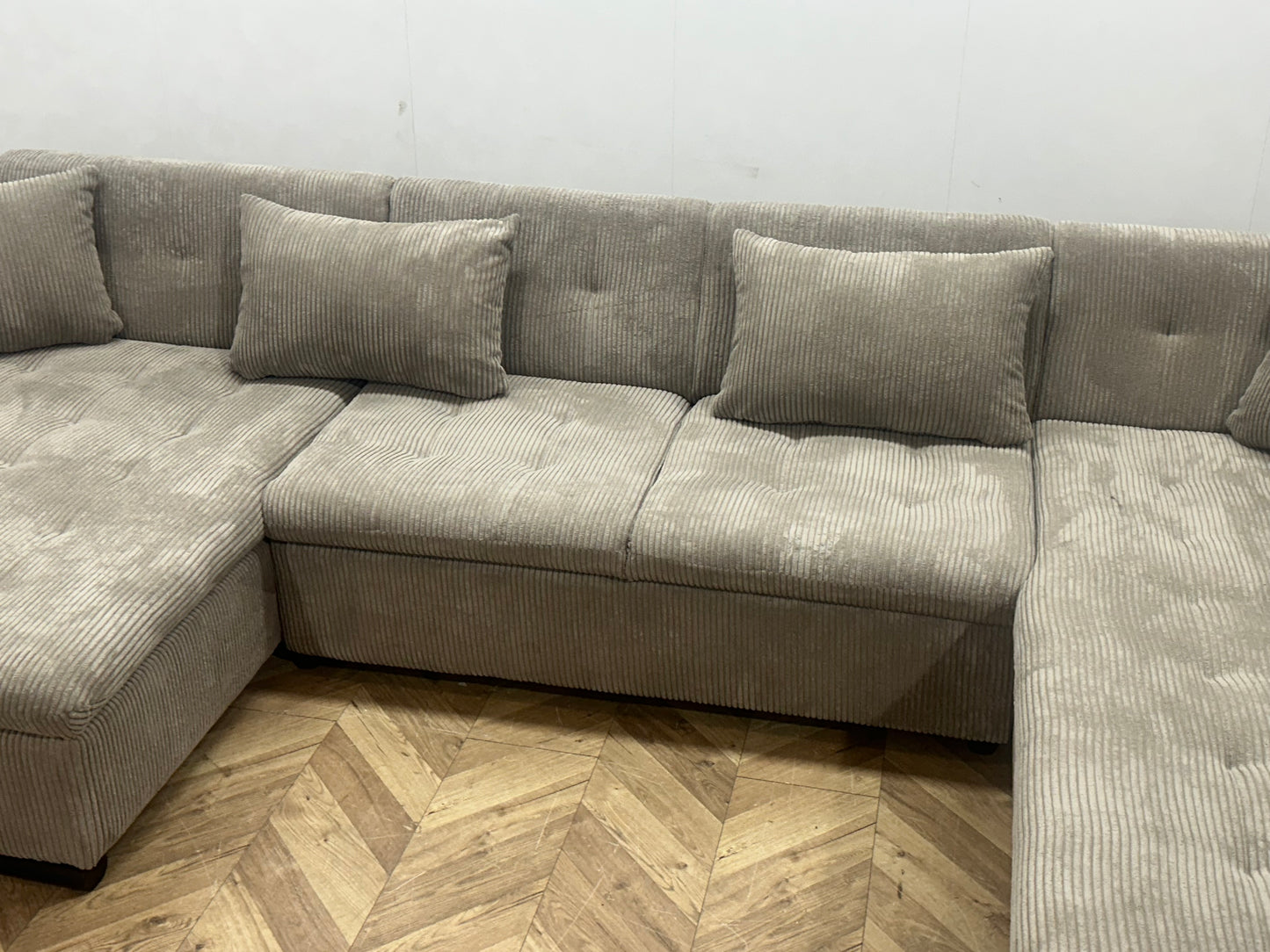 !Showroommodel! Beige Ribstof U Bank