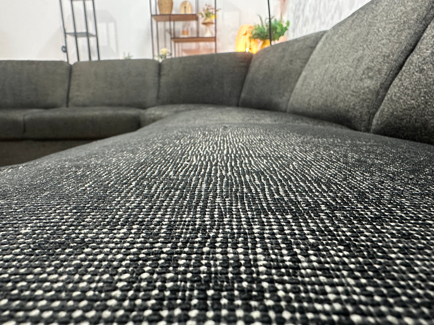 Antraciet Hoekbank ~ Vaste Kussens