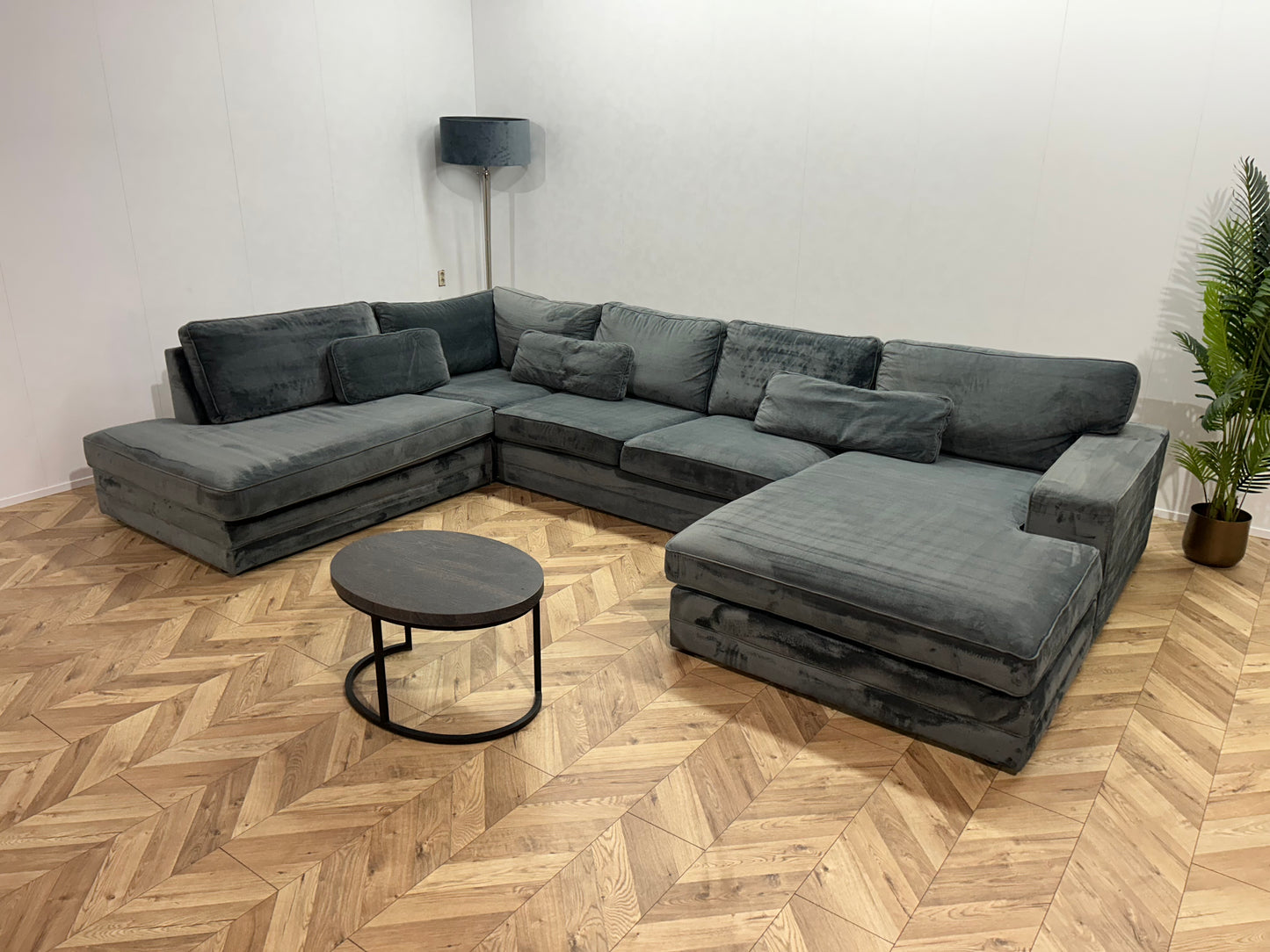 Blauwe Velvet U Bank ~ Losse Kussens Met Afneembare Hoezen