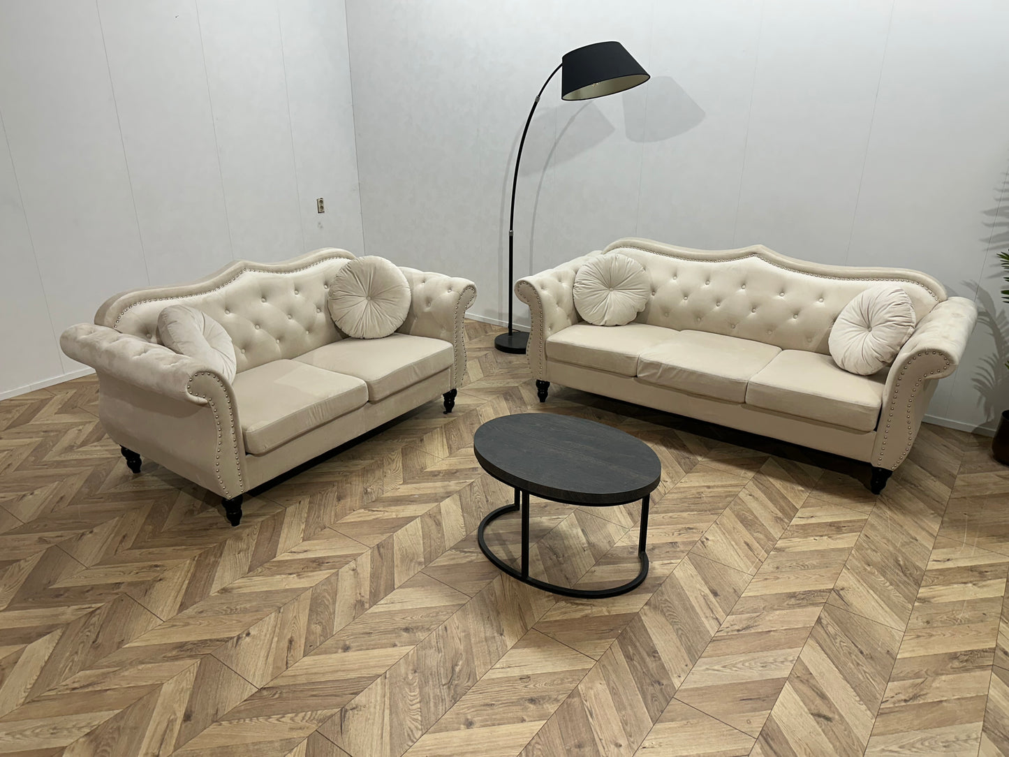 Beliani Crème Velvet Banken Set ~ Nieuwstaat