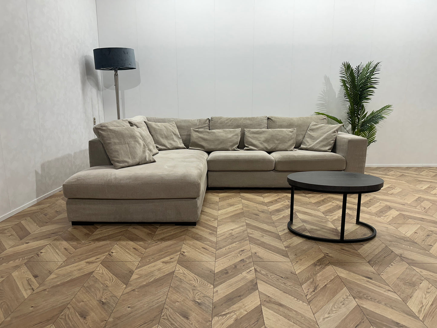 IN.HOUSE Beige Velvet Hoekbank ~ Nieuwstaat