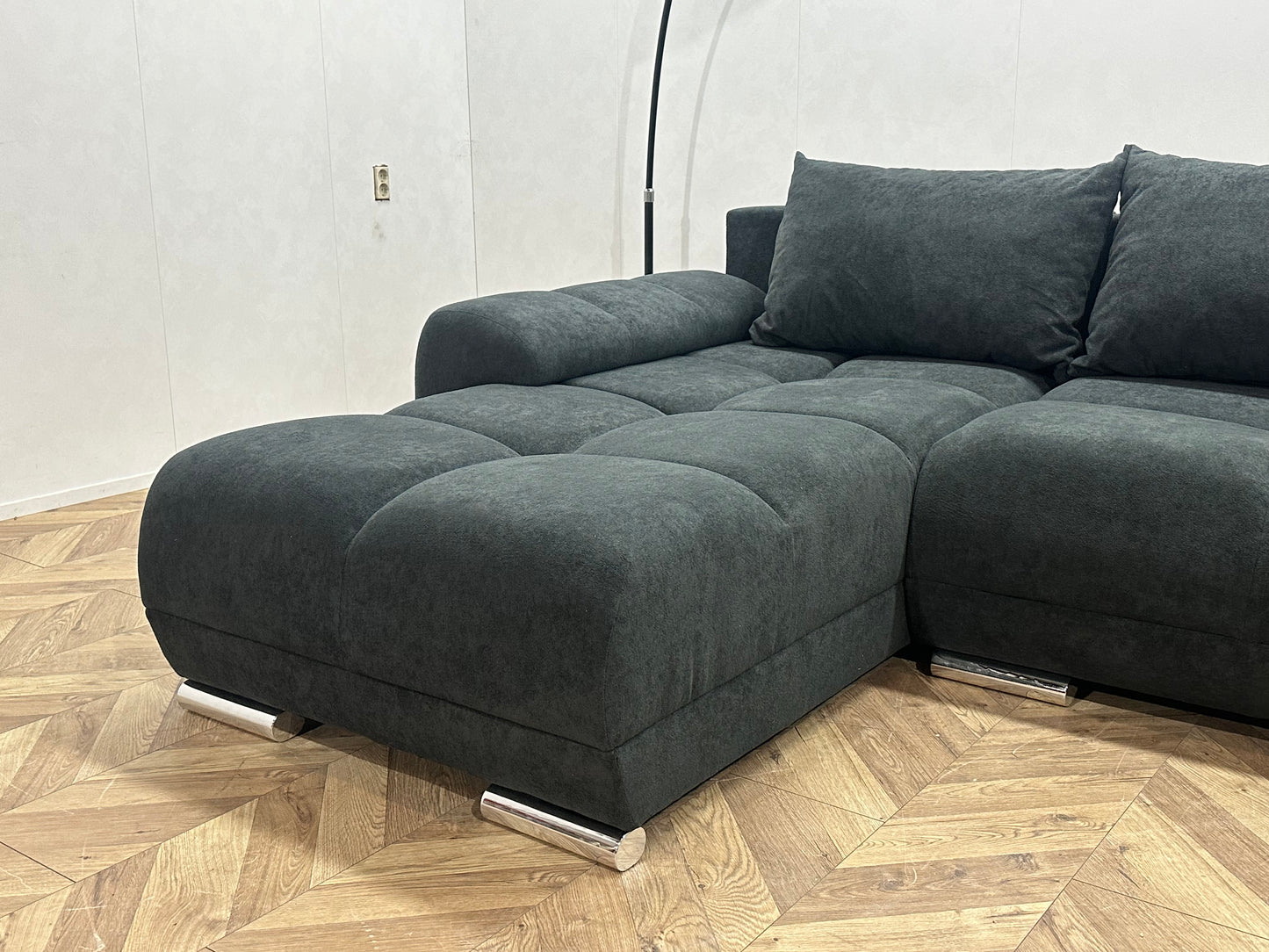 !Showroommodel! Antraciet Suède Stoffen U Bank
