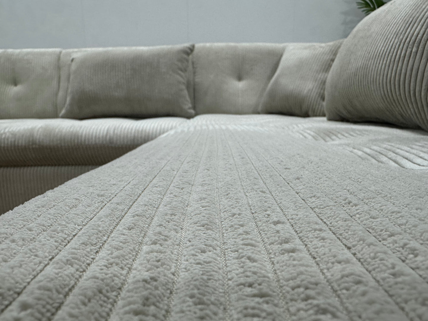 !Showroommodel! Witte/Crème Ribstof U Bank