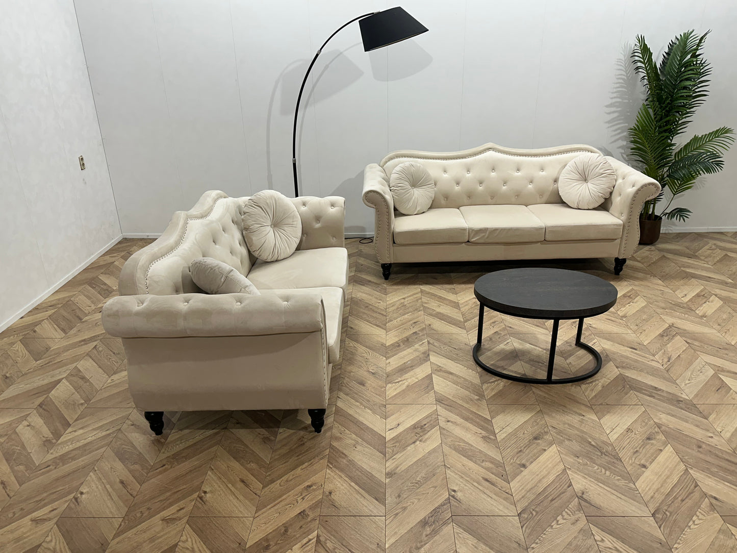 Beliani Crème Velvet Banken Set ~ Nieuwstaat