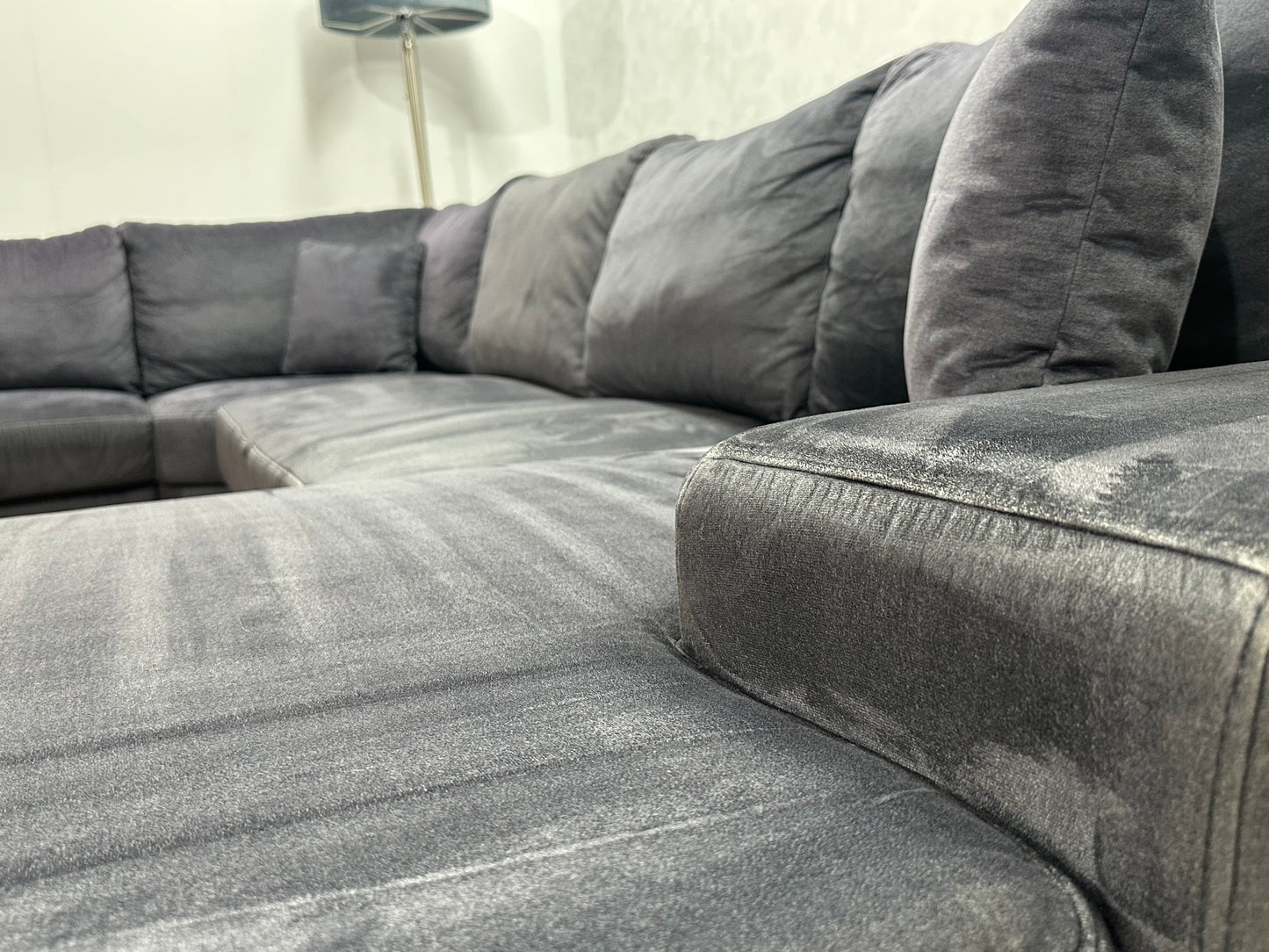 Blauwe Velvet U Bank ~ Losse Kussens Met Afneembare Hoezen