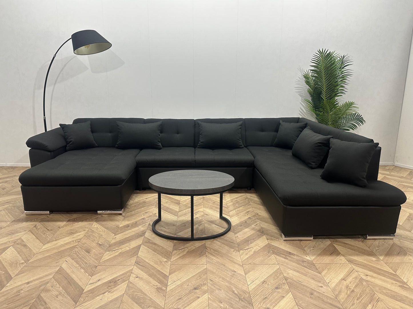 !Showroommodel! Antraciet/Zwarte Stoffen/Lederen U Bank