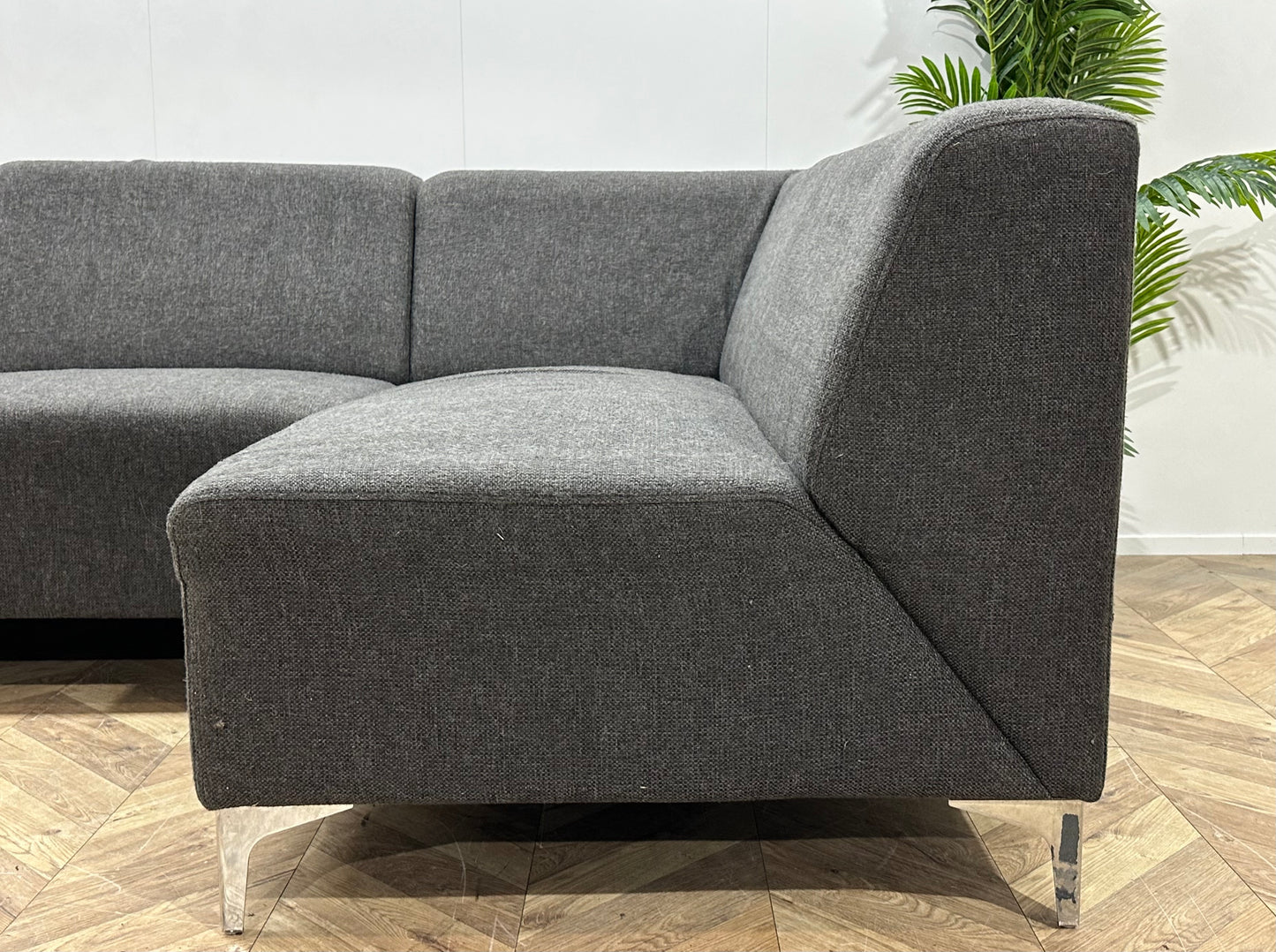 Antraciet Hoekbank Inc Hocker ~ Vaste Kussens