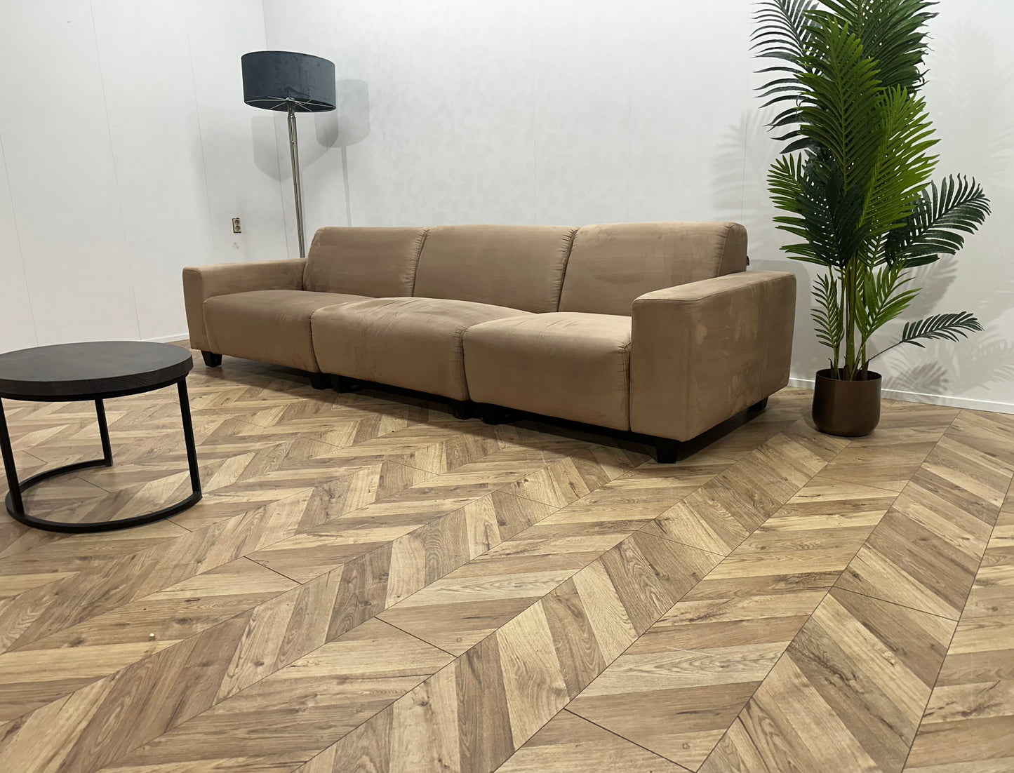 Kuka Roze Velvet 3,5-Zits Bank ~ Vaste Kussens