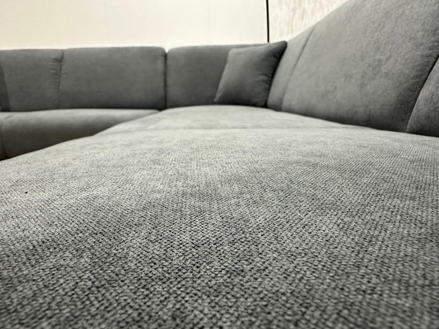 !Showroommodel! Antraciet Suède Stoffen Hoekbank