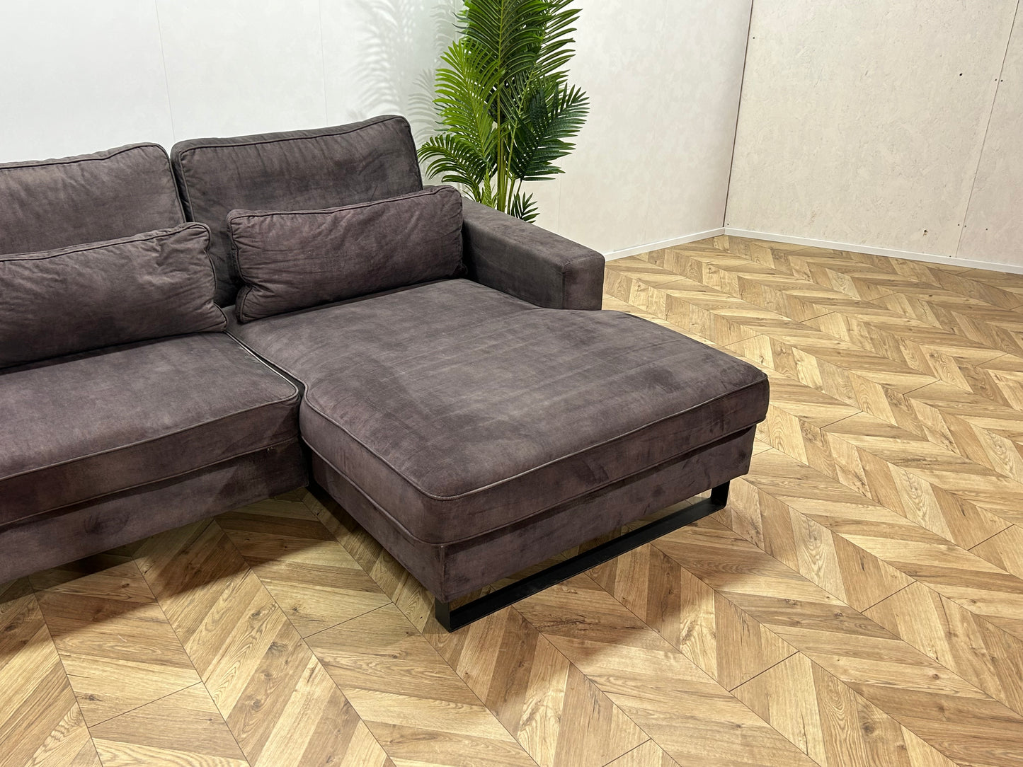 Antraciet Velvet Hoekbank ~ Losse Kussens Met Afneembare Hoezen