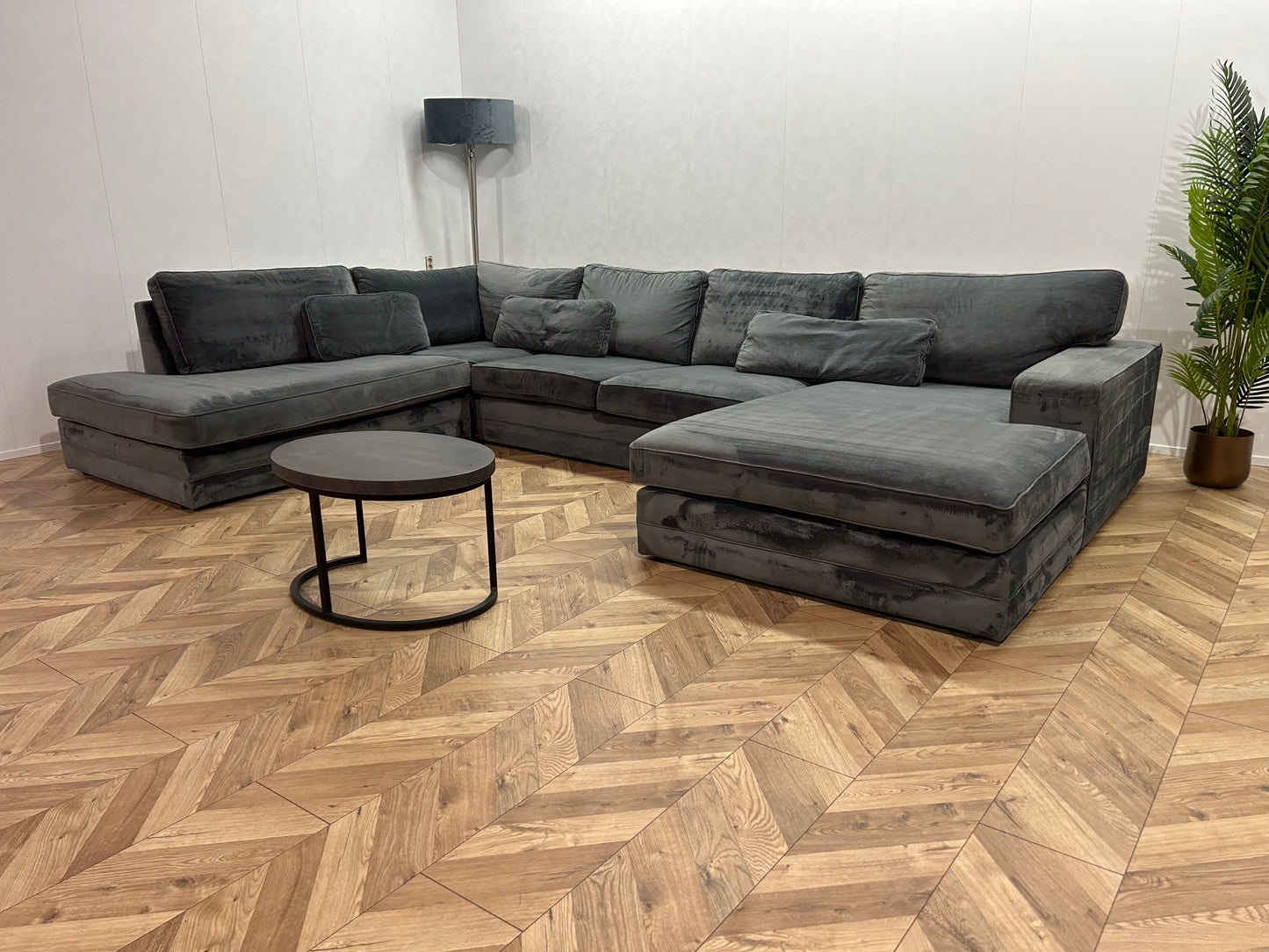 Blauwe Velvet U Bank ~ Losse Kussens Met Afneembare Hoezen